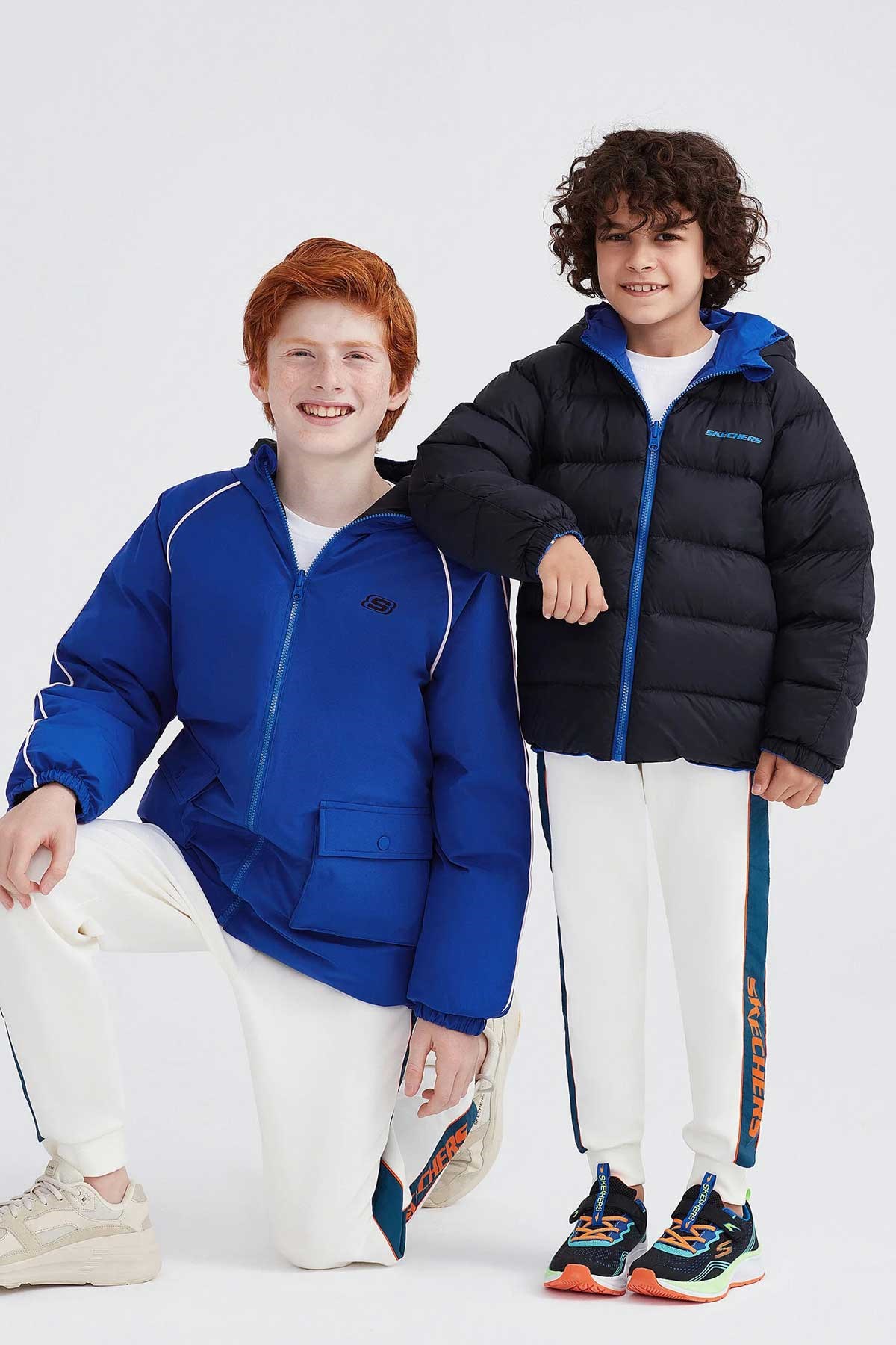 Skechers Outerwear Reversible Coated Çocuk Mont SK232025-403 Mavi