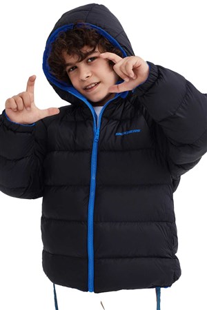 Skechers Outerwear Reversible Coated Çocuk Mont SK232025-403 Mavi
