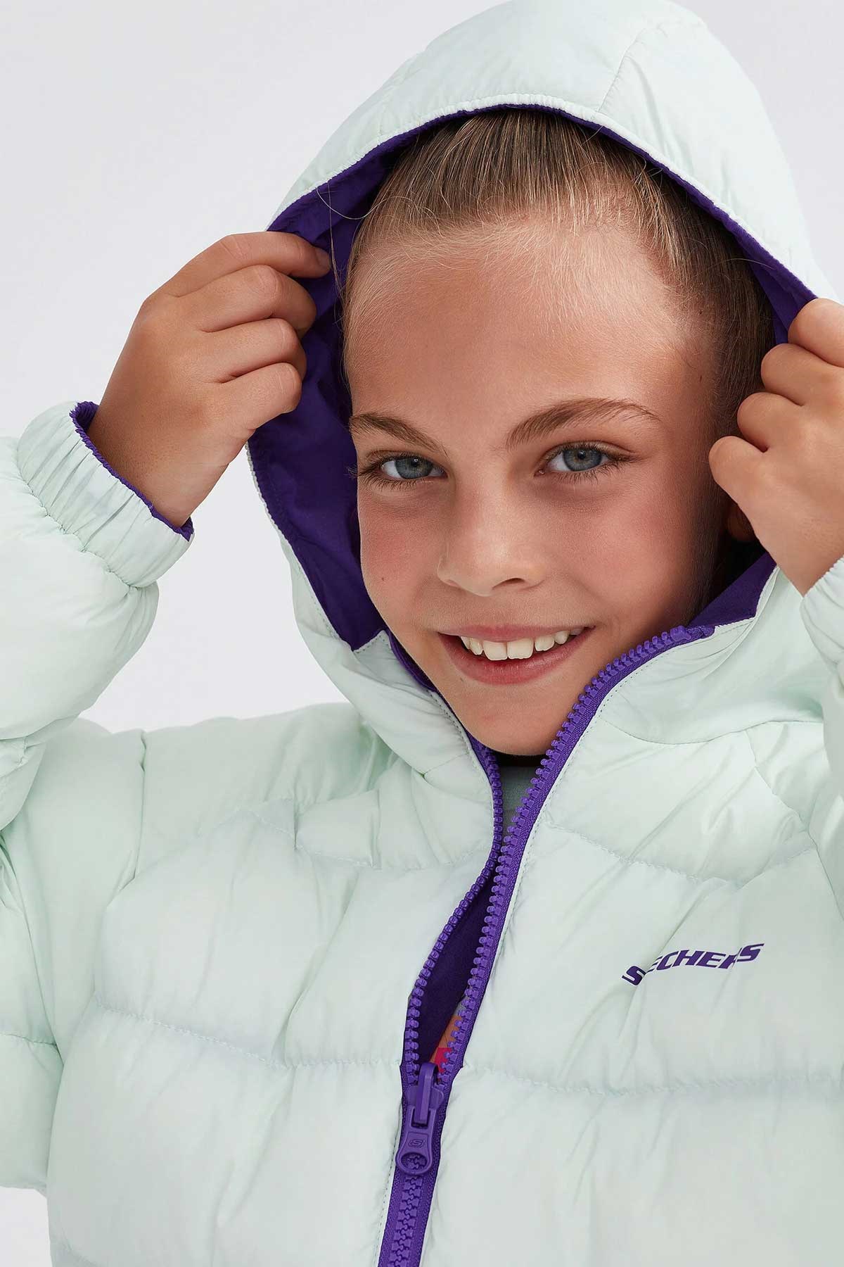 Skechers Outerwear Reversible Coated Çocuk Mont SK232027-495 Mor