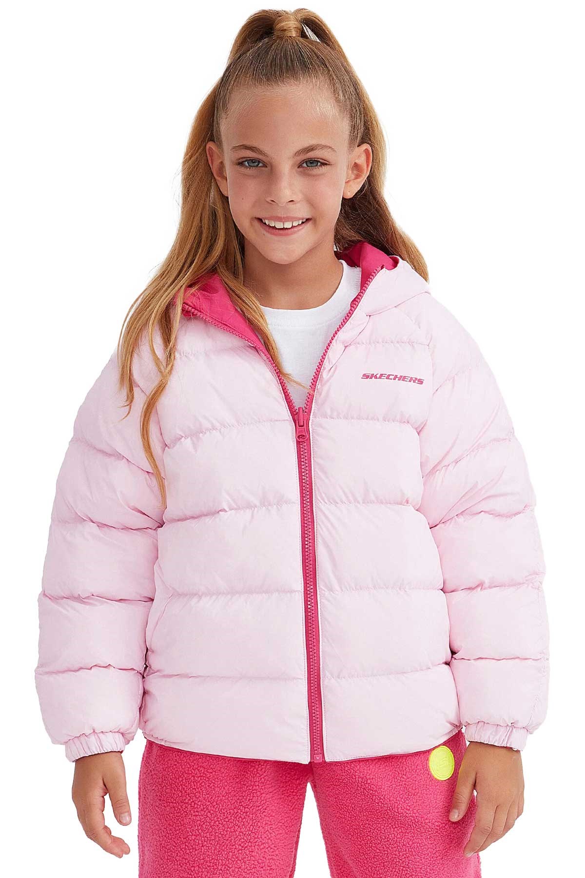 Skechers Outerwear Reversible Coated Çocuk Mont SK232027-602 Pembe