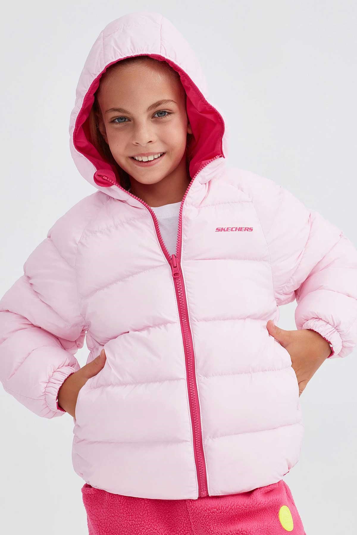 Skechers Outerwear Reversible Coated Çocuk Mont SK232027-602 Pembe