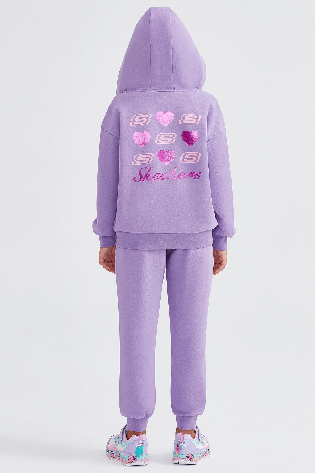 Skechers Heavy Weight Fleece Printed Çocuk Eşofman Takımı SK232133-505 Mor
