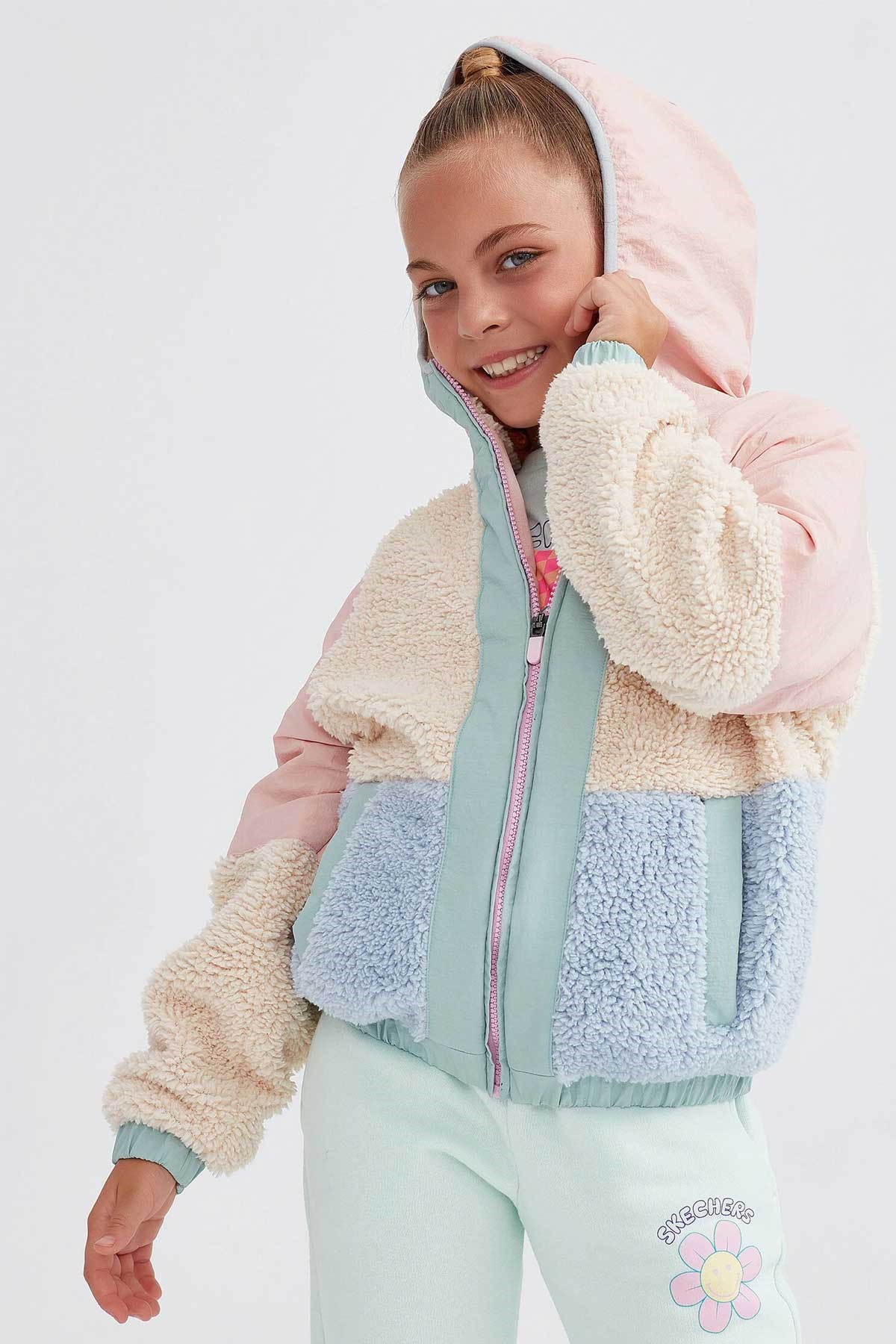 Skechers Outdoor Full Zip Sherpa Çocuk Ceket SK232176-590 Pembe