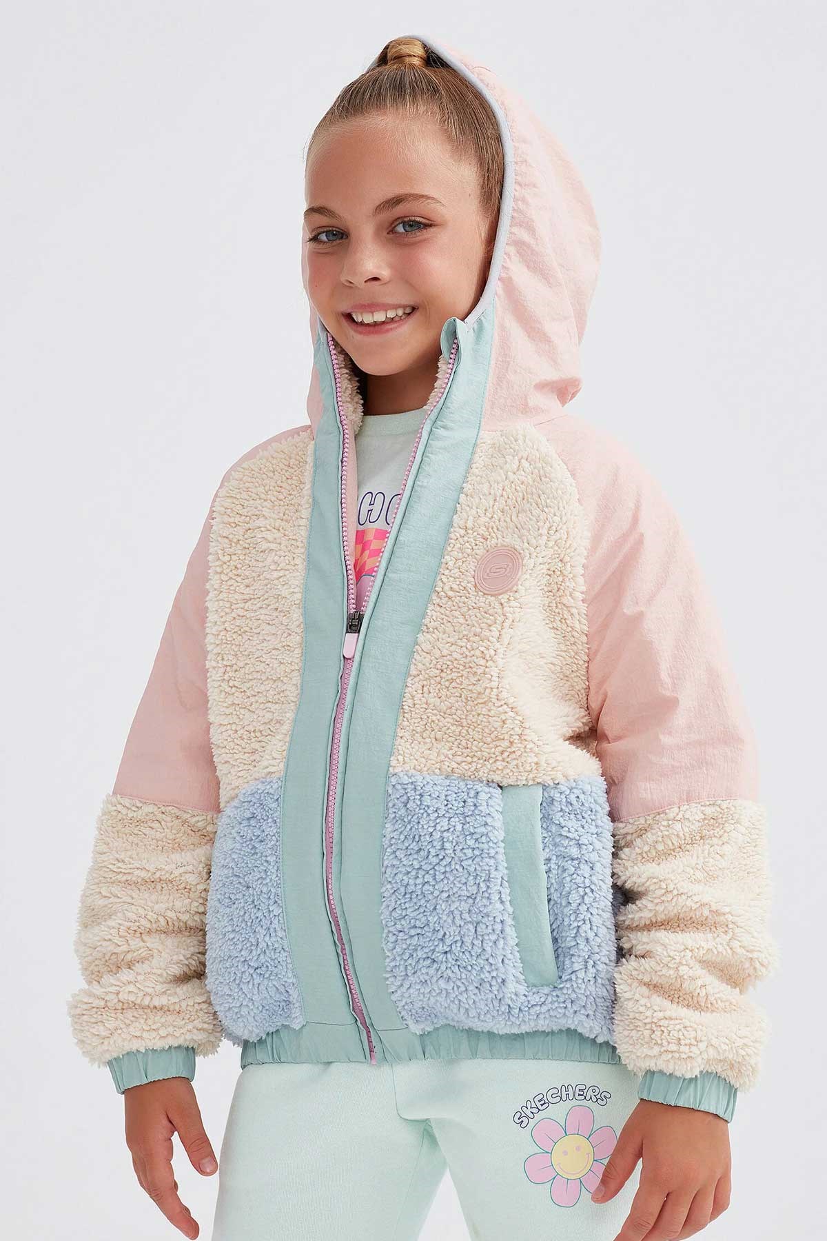 Skechers Outdoor Full Zip Sherpa Çocuk Ceket SK232176-590 Pembe