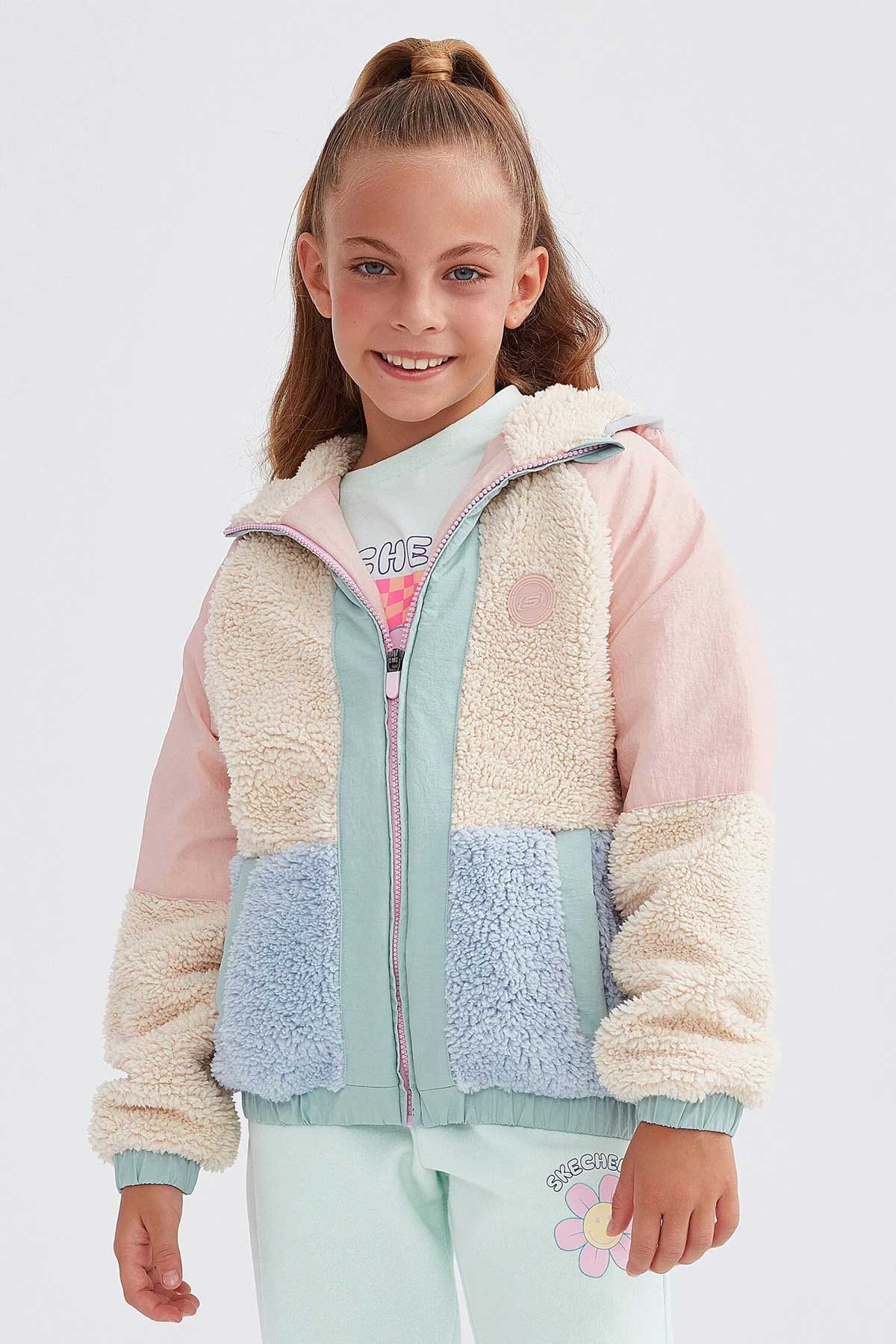 Skechers Outdoor Full Zip Sherpa Çocuk Ceket SK232176-590 Pembe