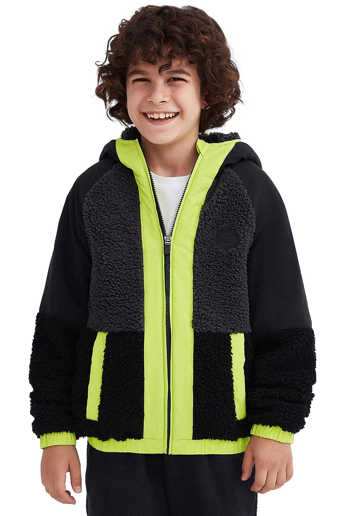 Skechers Outdoor Full Zip Sherpa Çocuk Ceket SK232203-001 Siyah