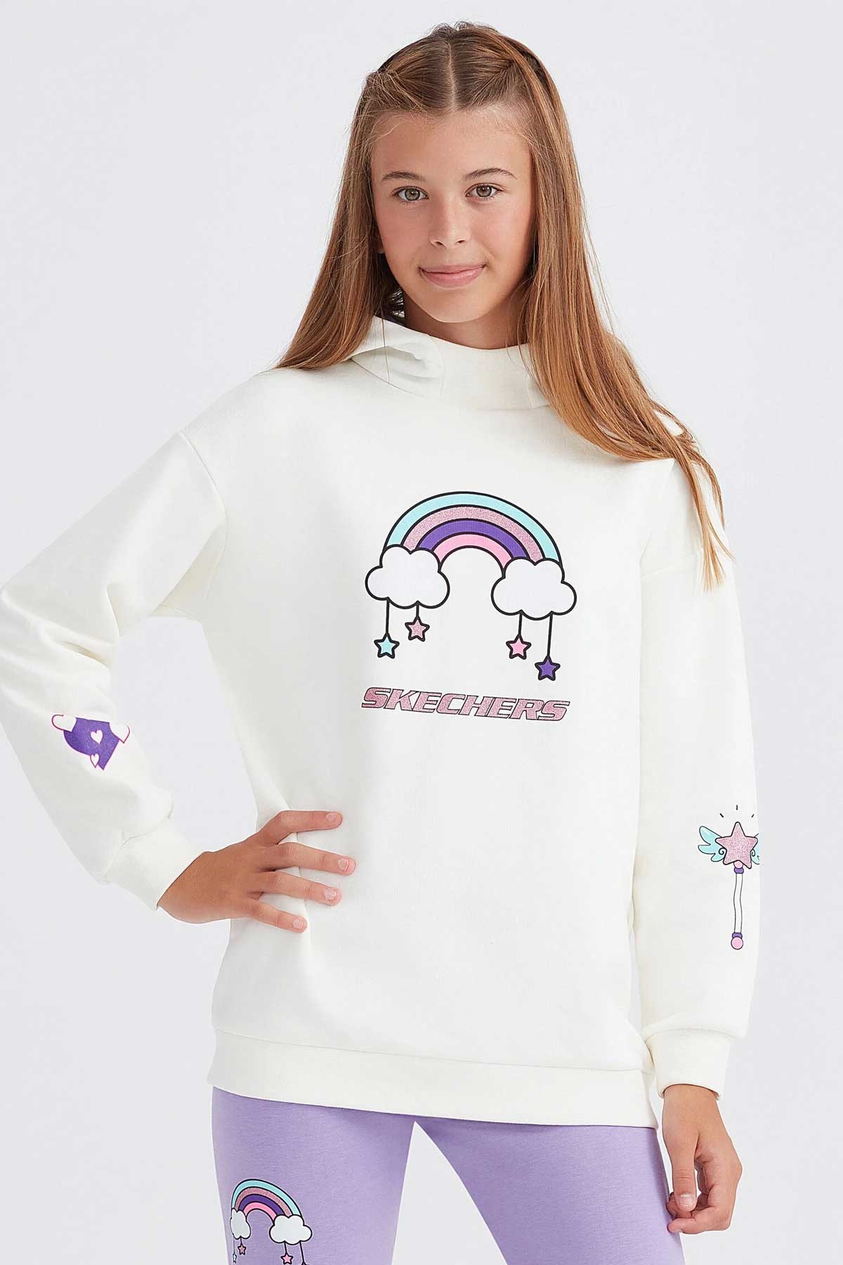 Skechers Heavy Weight Fleece Çocuk Eşofman Takımı SK232220-102 Beyaz