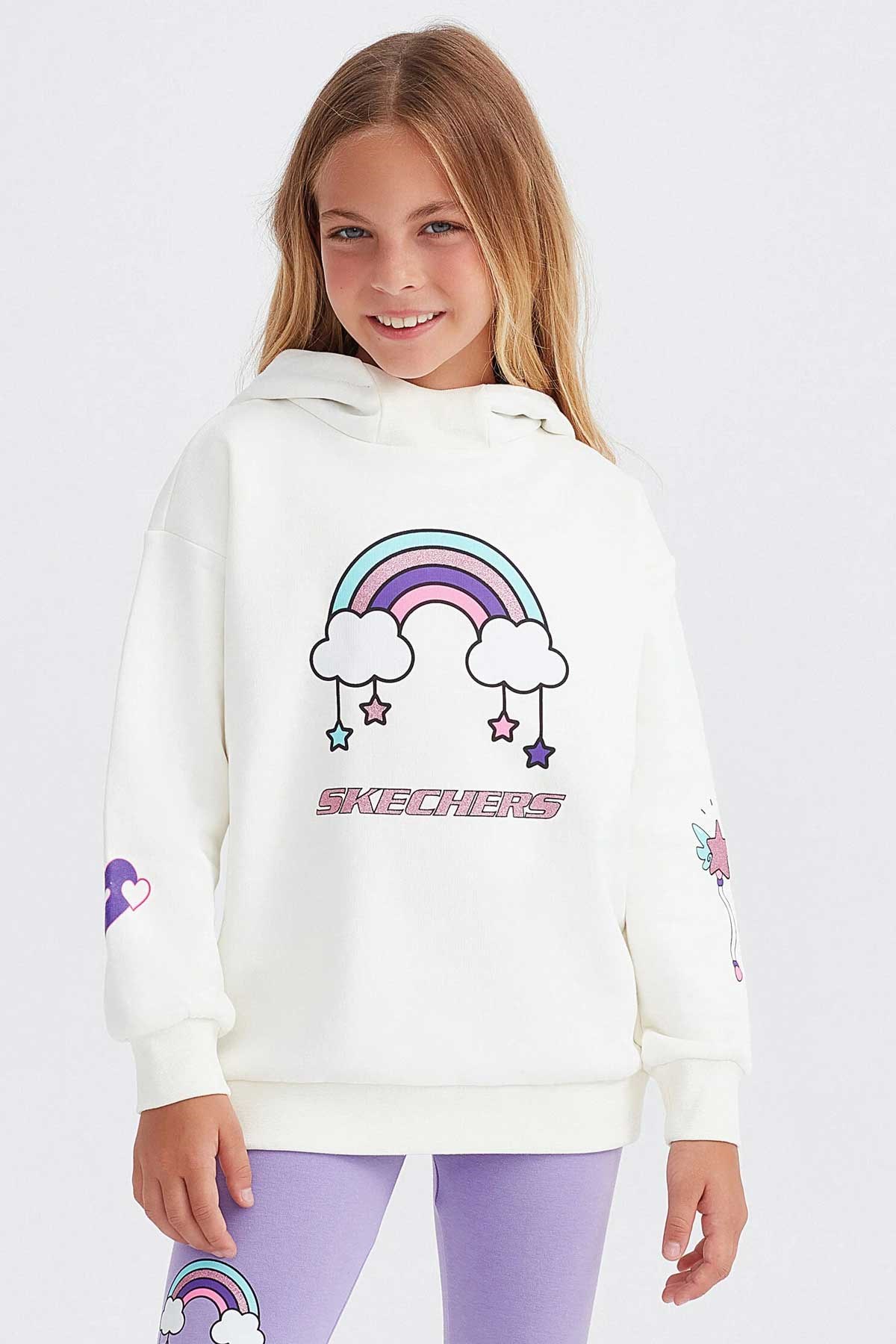 Skechers Heavy Weight Fleece Çocuk Eşofman Takımı SK232220-102 Beyaz