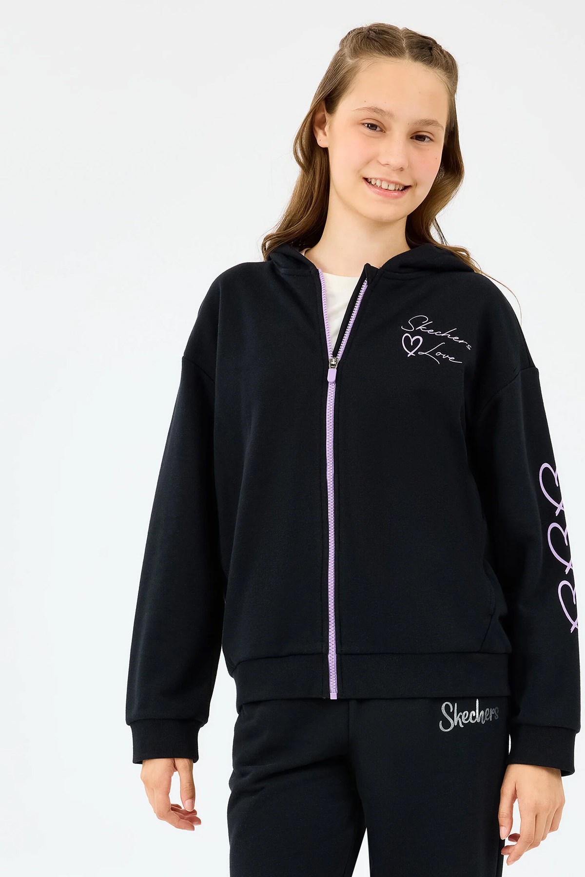Skechers Fleece Çocuk Sweatshirt SK2520009-1602 Siyah