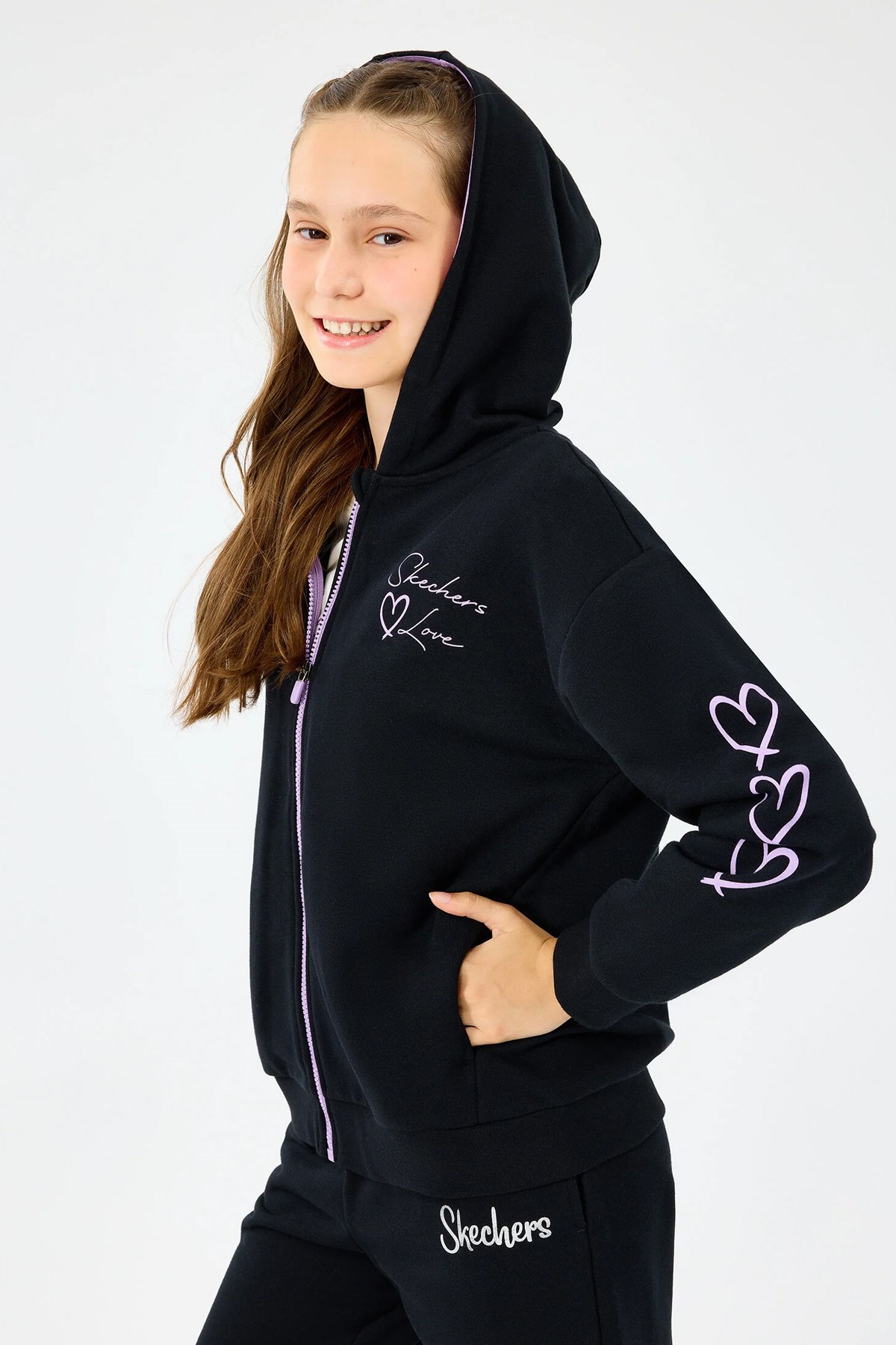 Skechers Fleece Çocuk Sweatshirt SK2520009-1602 Siyah