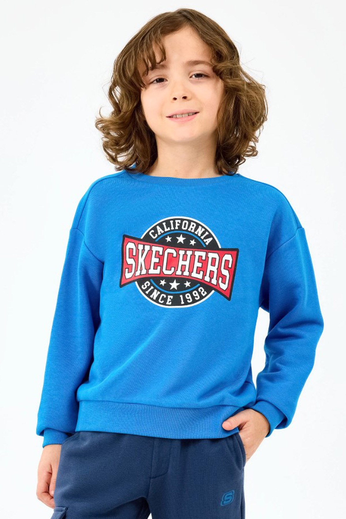 Skechers Crewneck Çocuk Sweatshirt SK2520017-3573 Mavi
