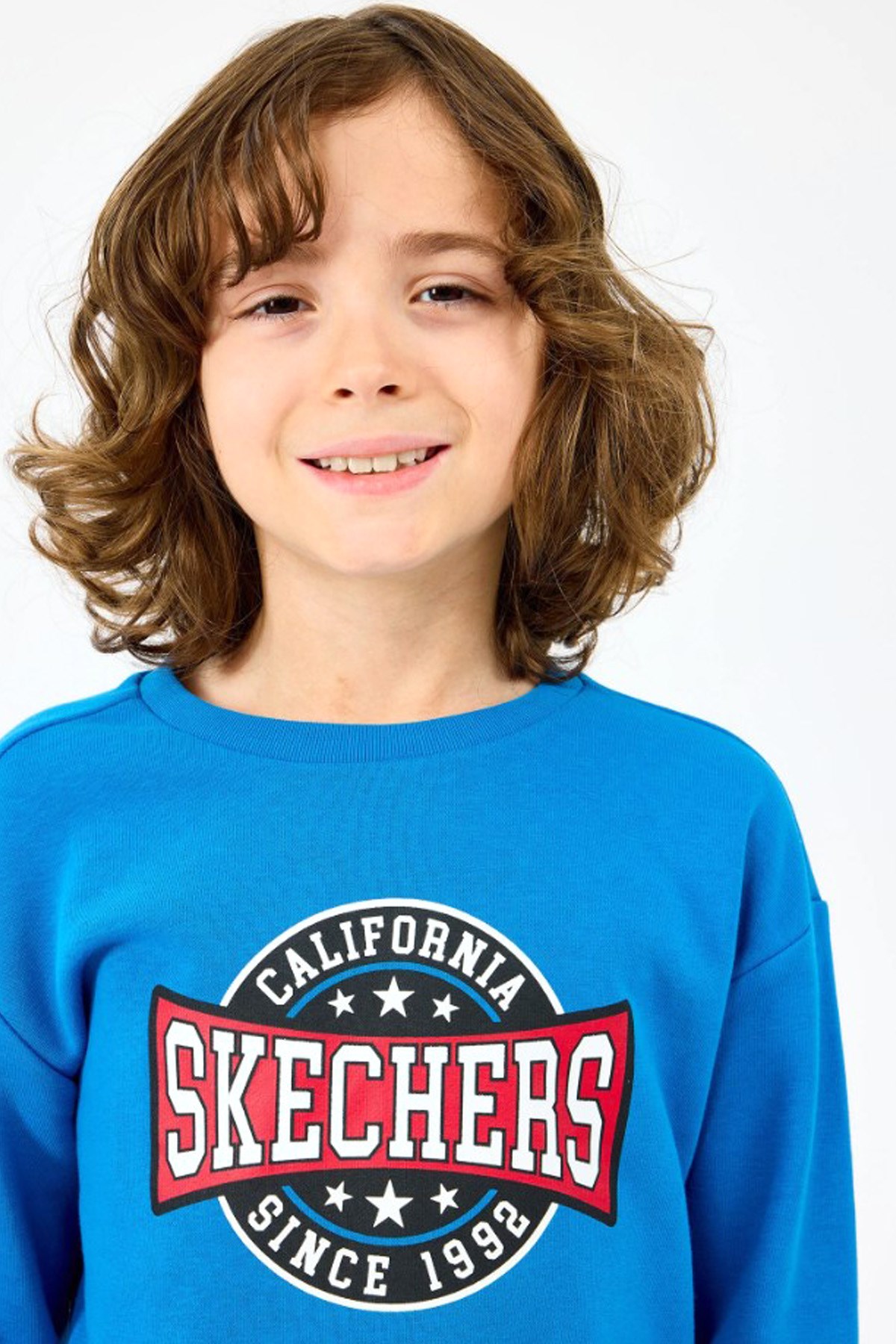 Skechers Crewneck Çocuk Sweatshirt SK2520017-3573 Mavi