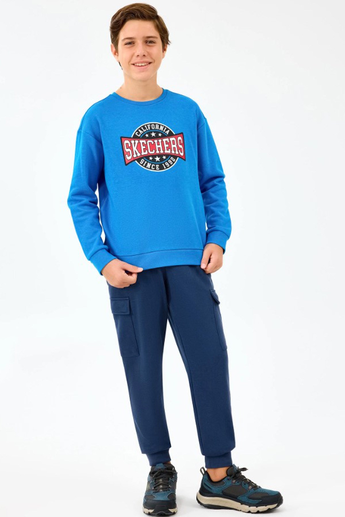 Skechers Crewneck Çocuk Sweatshirt SK2520017-3573 Mavi
