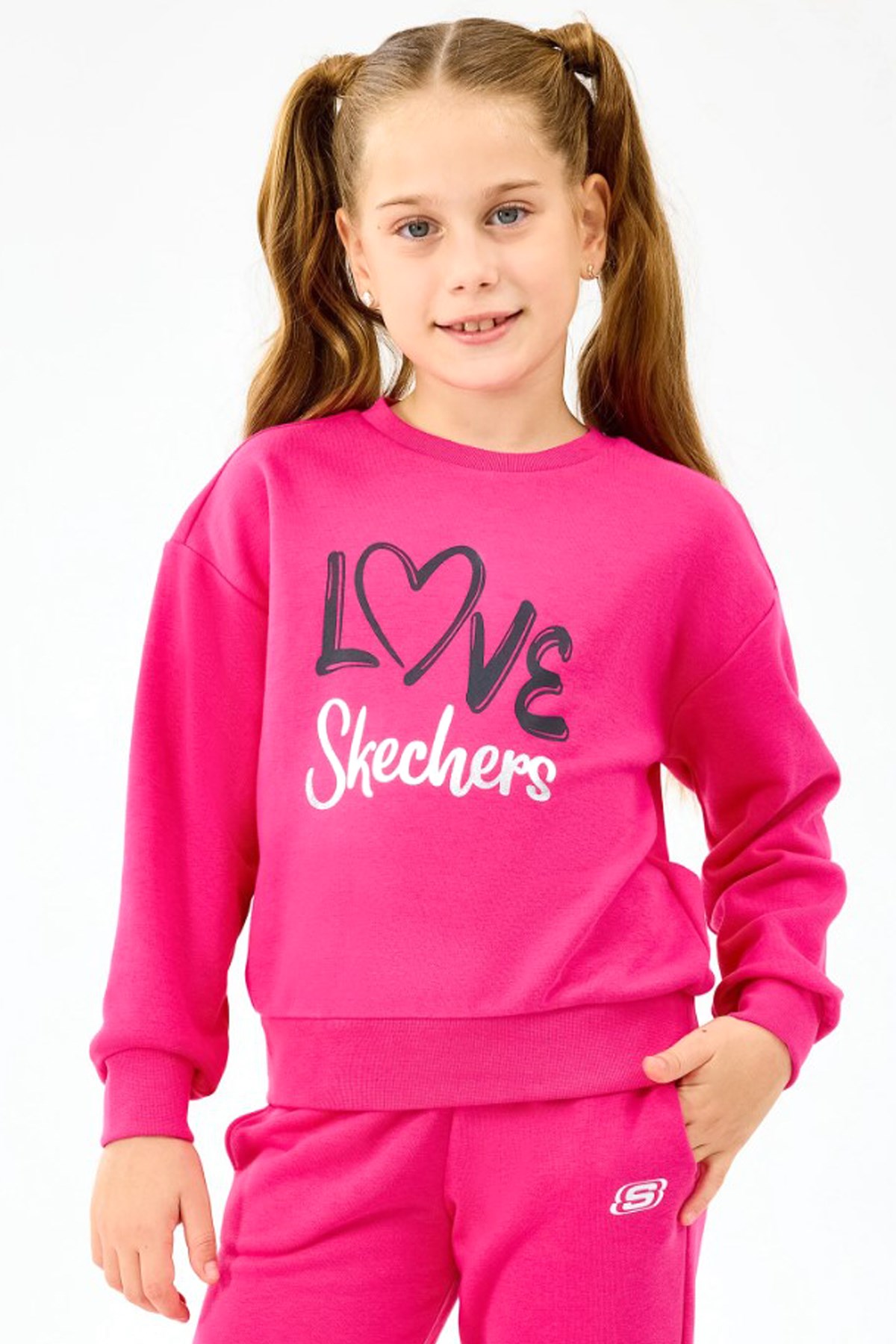 Skechers Fleece Çocuk Sweatshirt SK2520078-3586 Pembe