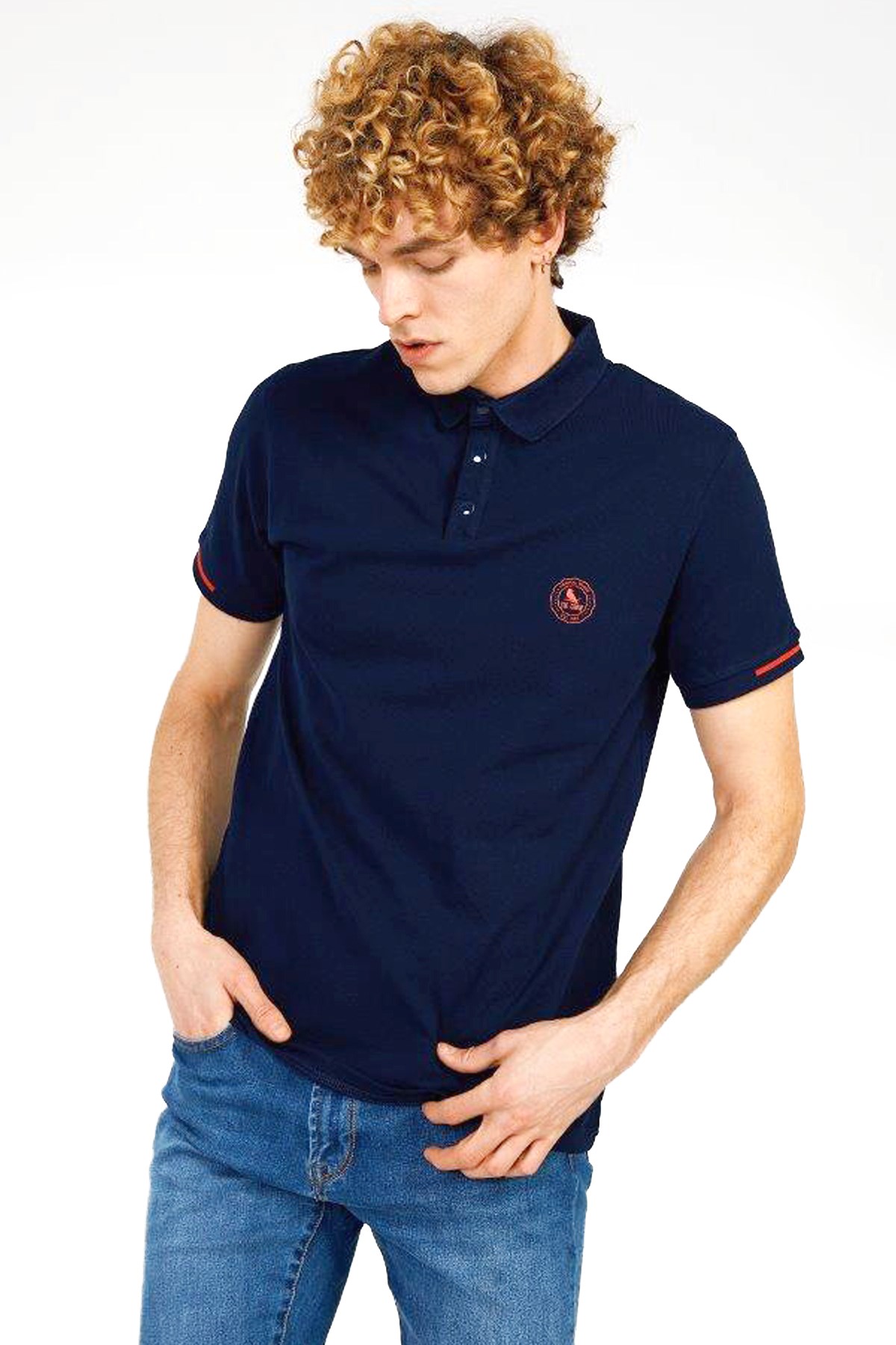 The Crow Summer Polo Erkek Tişört TC4615 Lacivert