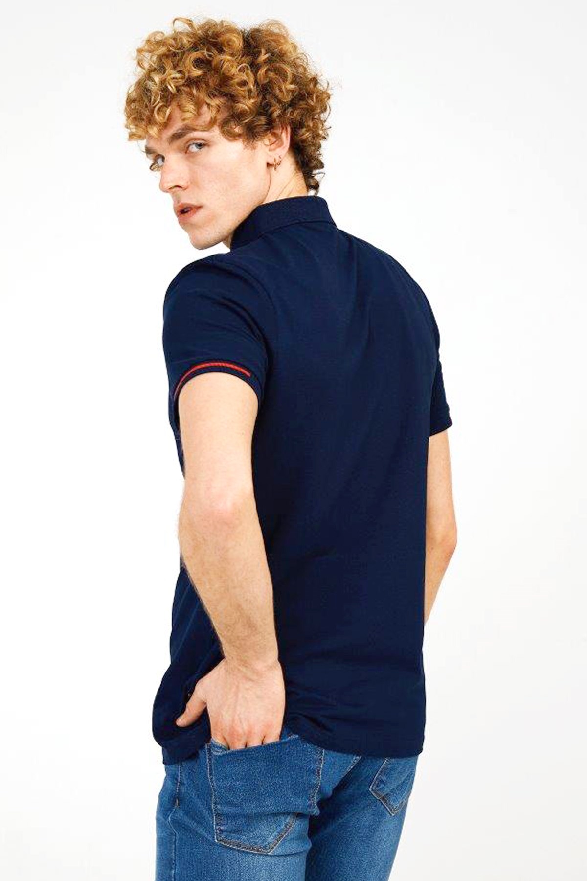 The Crow Summer Polo Erkek Tişört TC4615 Lacivert