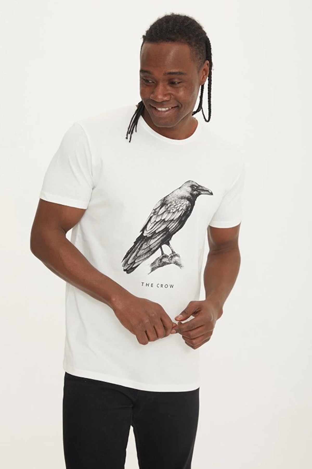 The Crow Erkek Tişört TC5058 Beyaz