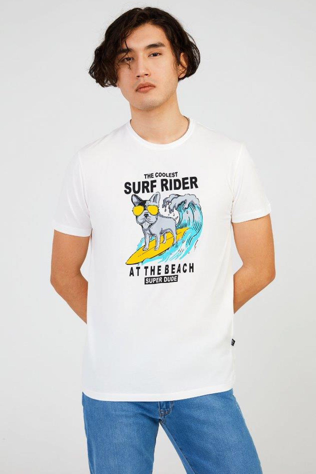 The Crow Surf Erkek Tişört TC7112 Beyaz