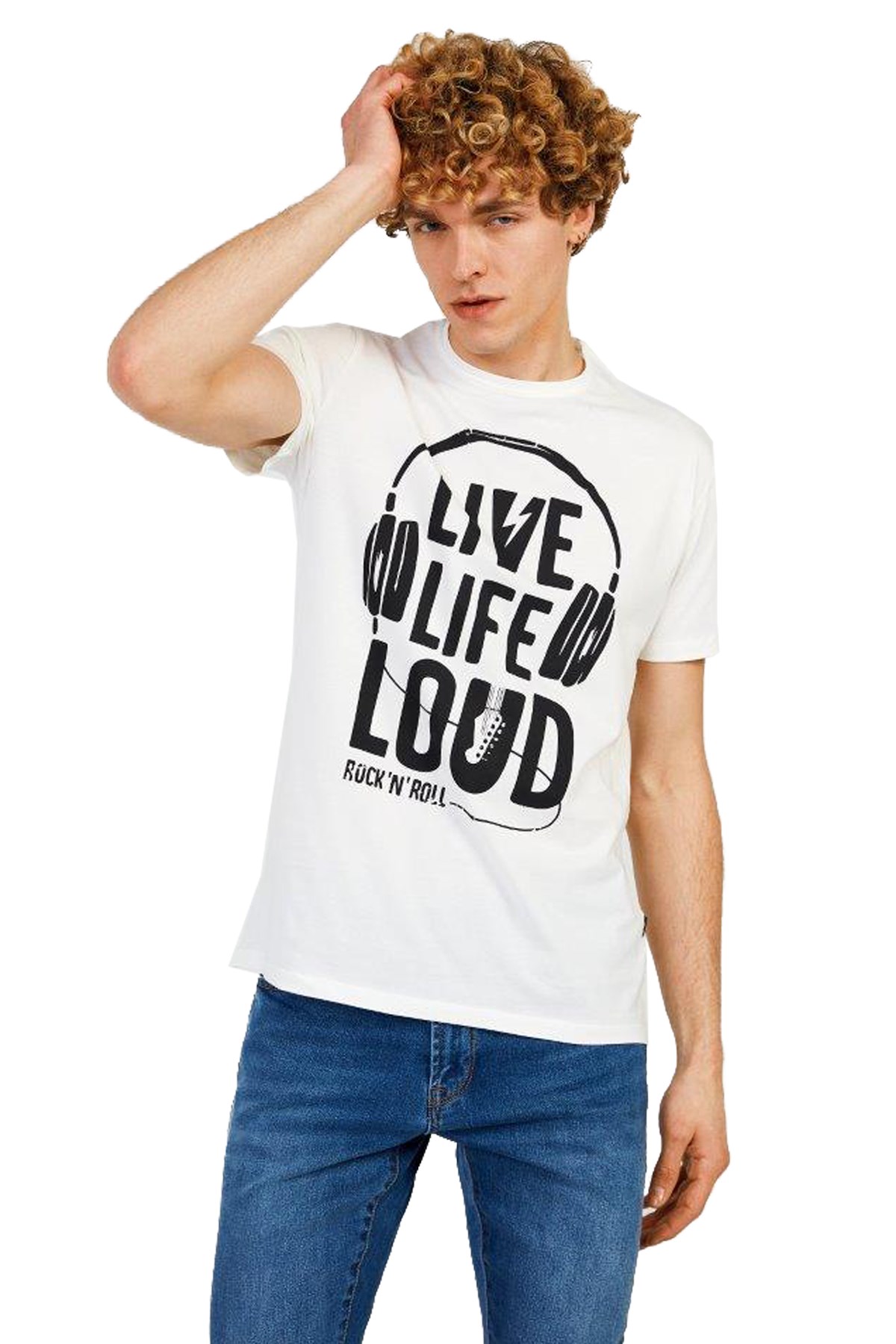 The Crow Loud Erkek Tişört TC7117 Beyaz
