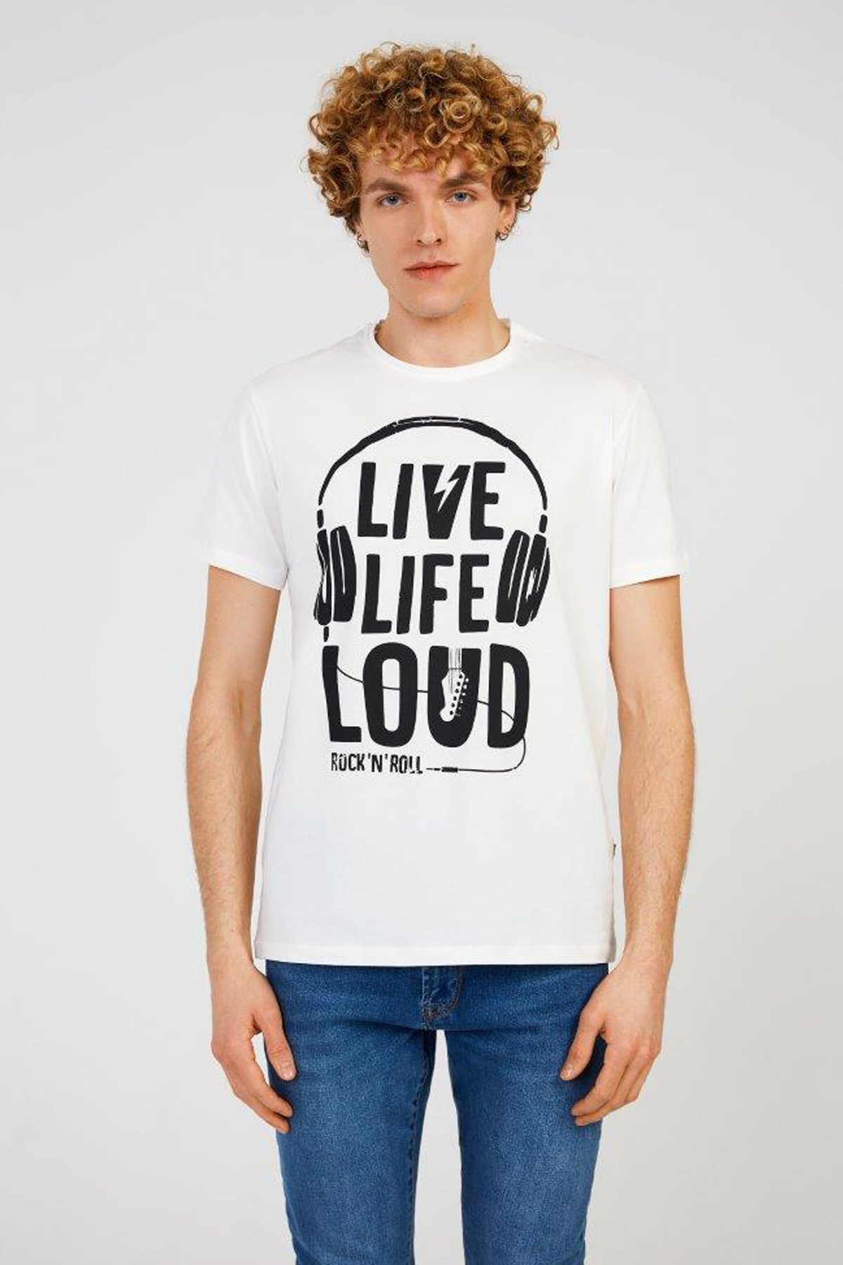The Crow Loud Erkek Tişört TC7117 Beyaz