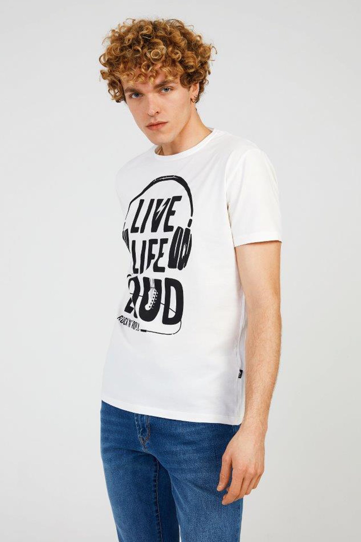 The Crow Loud Erkek Tişört TC7117 Beyaz