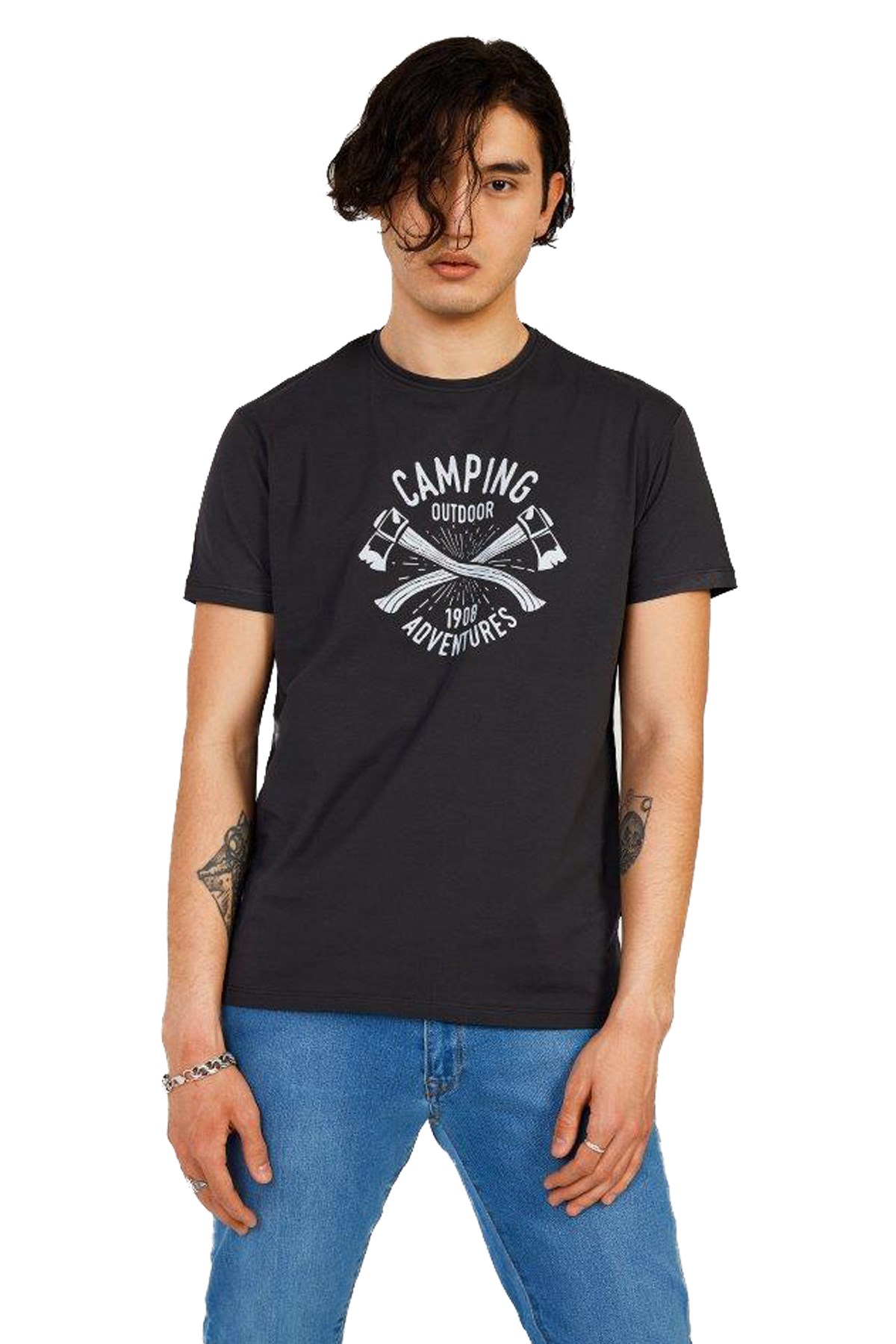 The Crow Camping Erkek Tişört TC7119 Antrasit