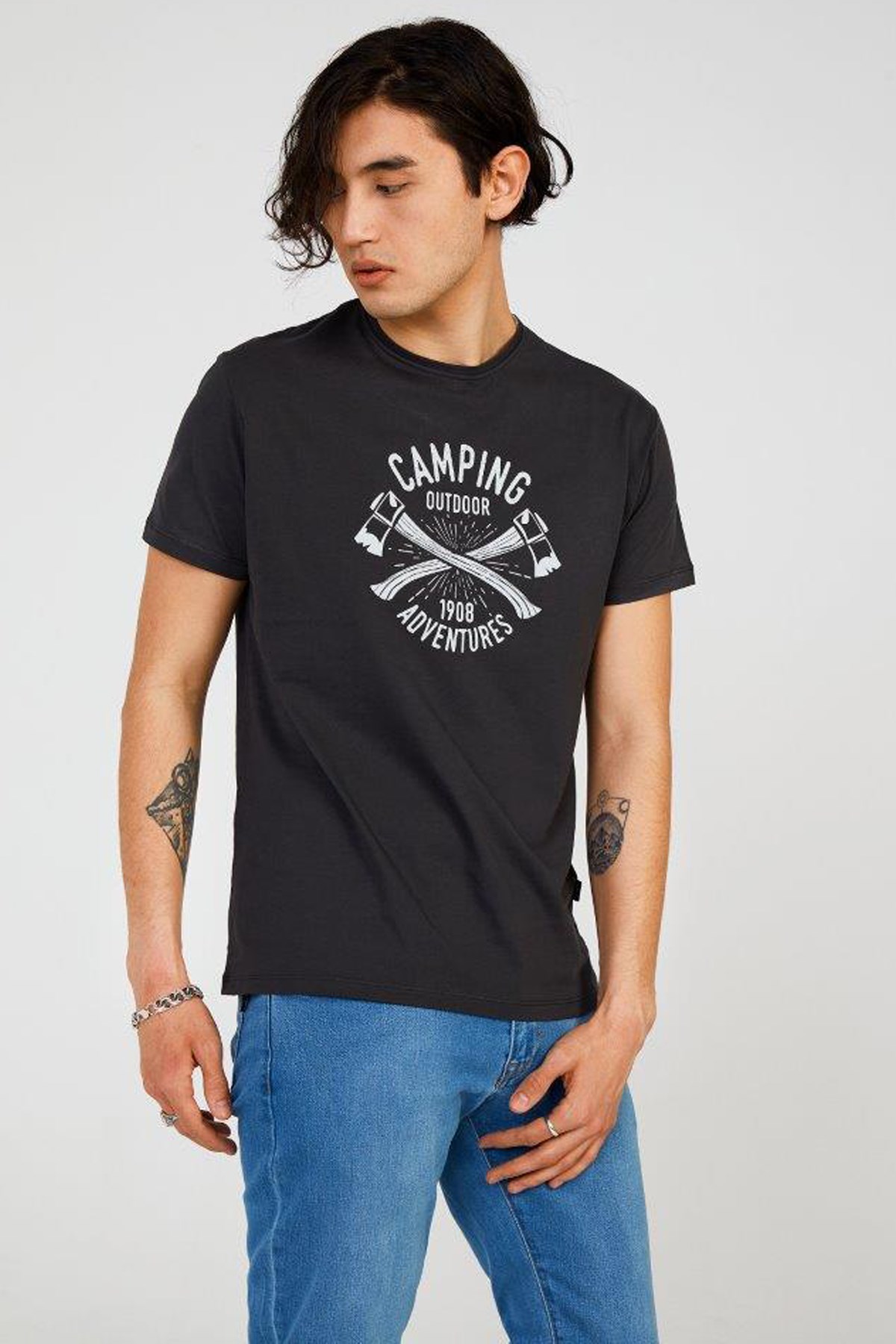 The Crow Camping Erkek Tişört TC7119 Antrasit