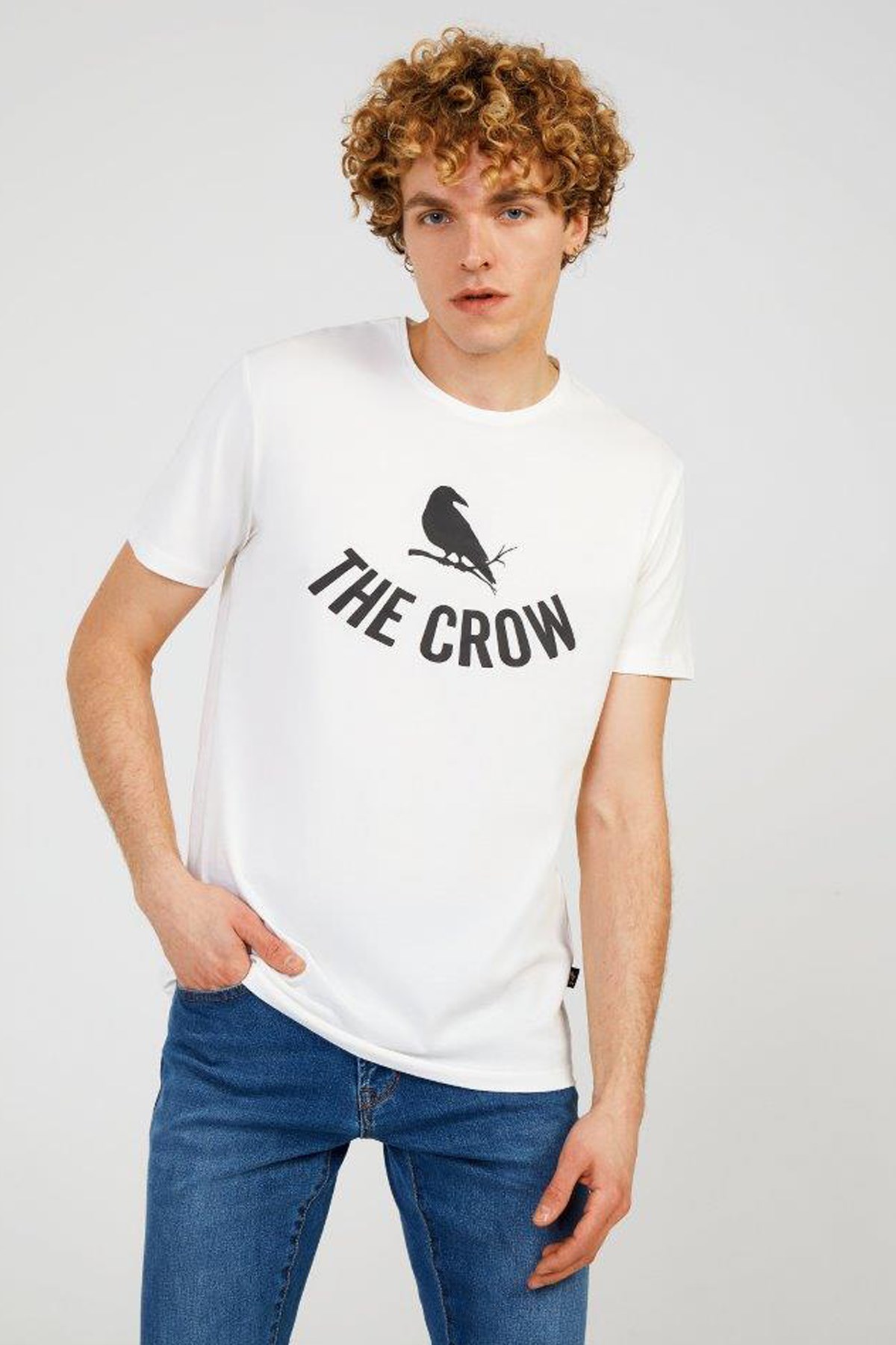 The Crow Logo Erkek Tişört TC7125 Beyaz