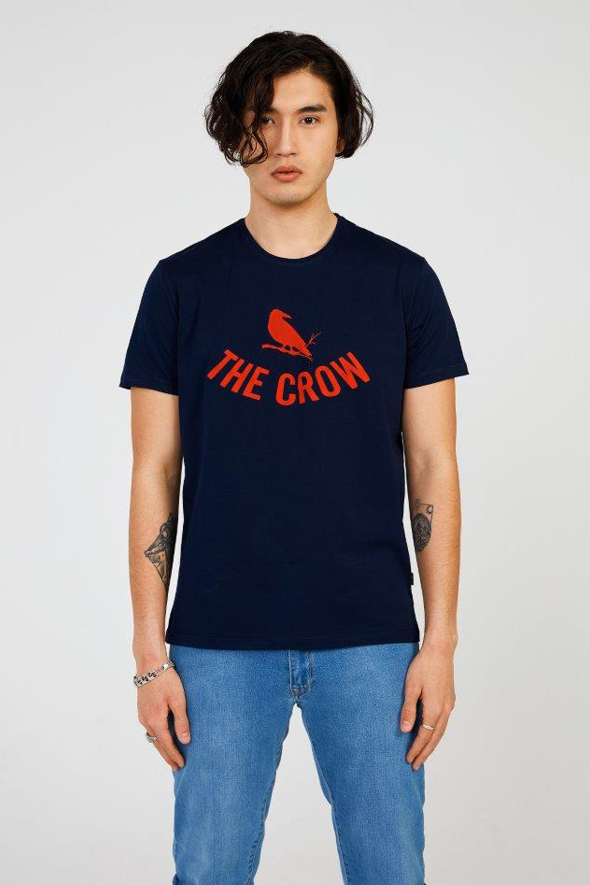 The Crow Logo Erkek Tişört TC7125 Lacivert