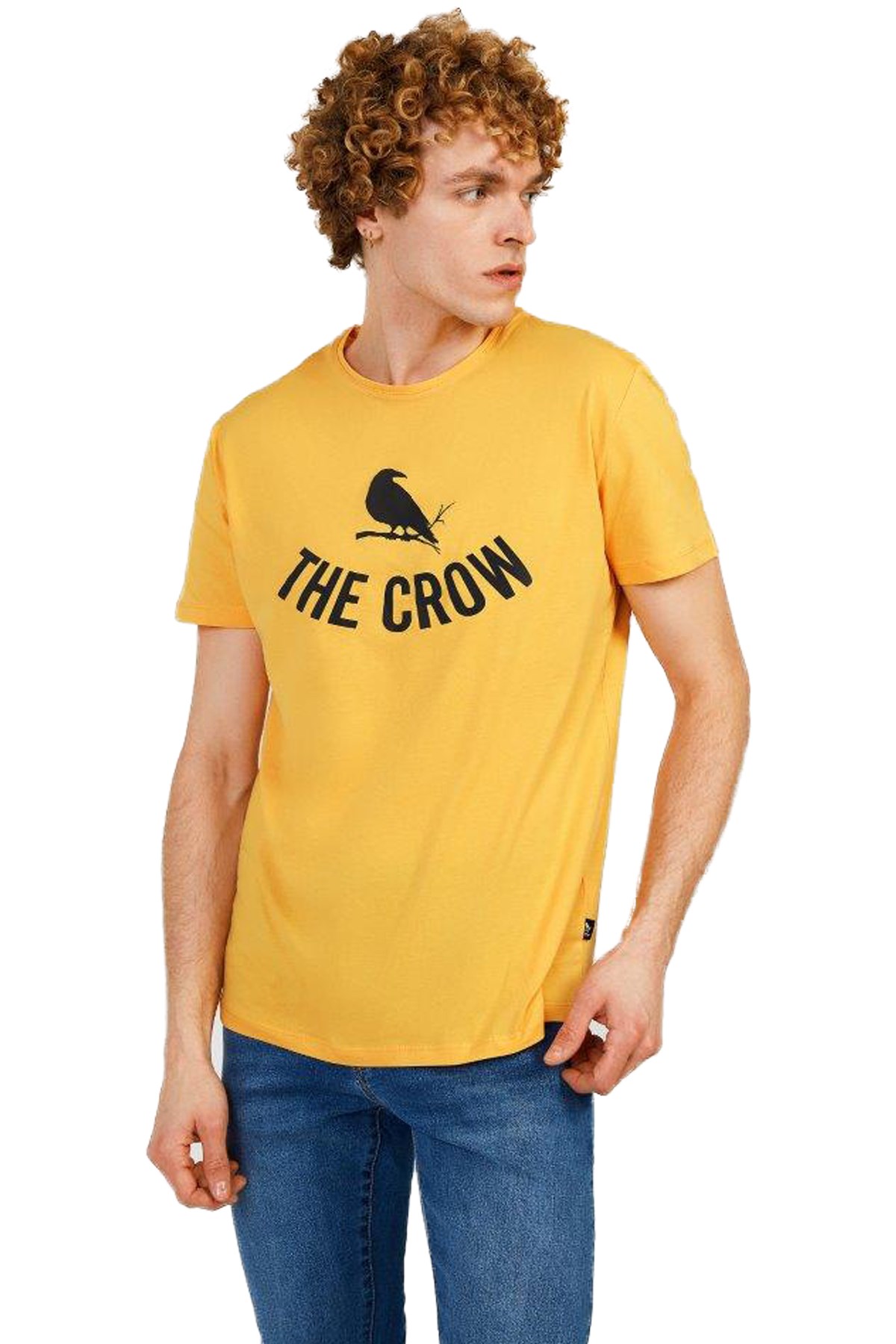 The Crow Logo Erkek Tişört TC7125 Sarı