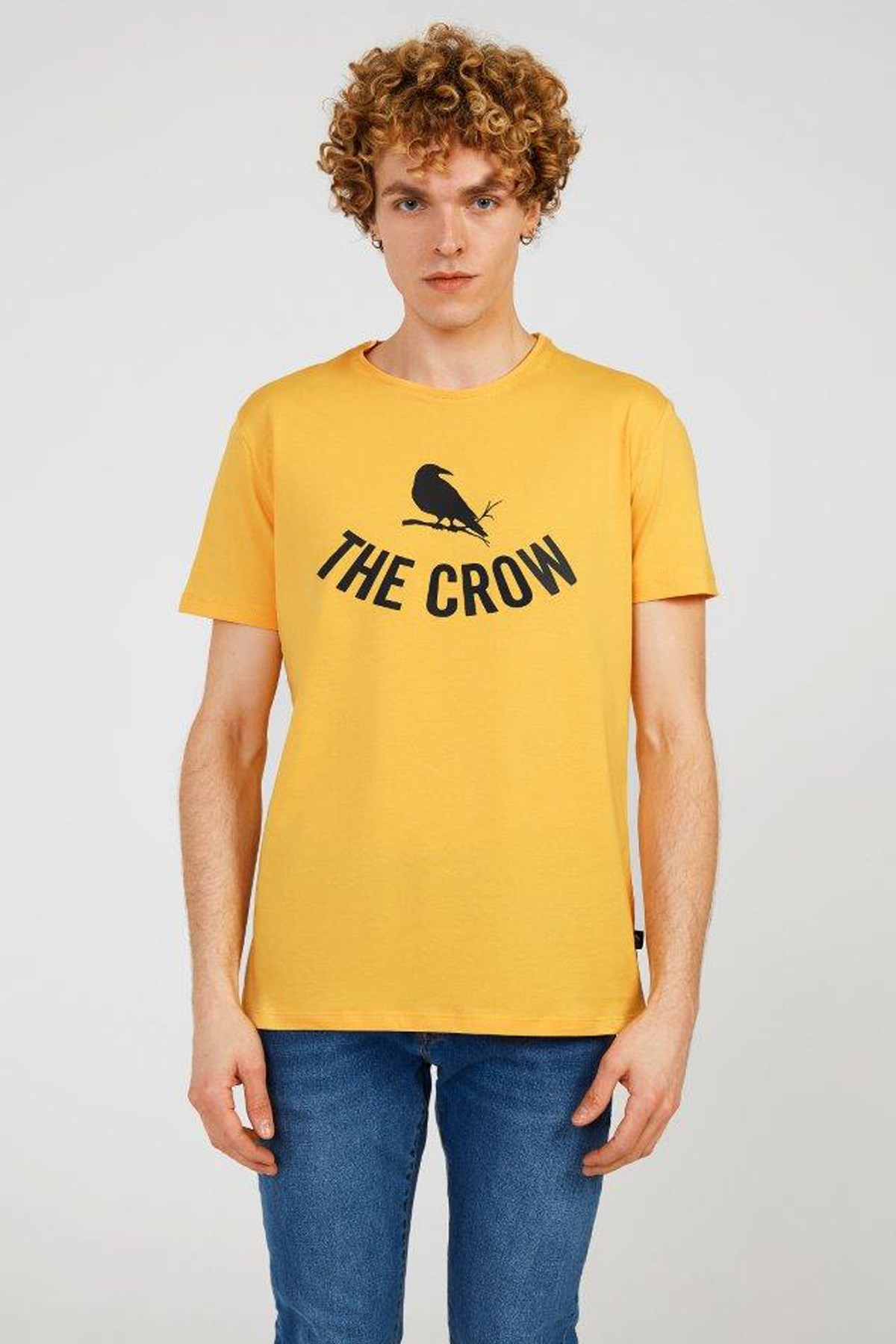 The Crow Logo Erkek Tişört TC7125 Sarı