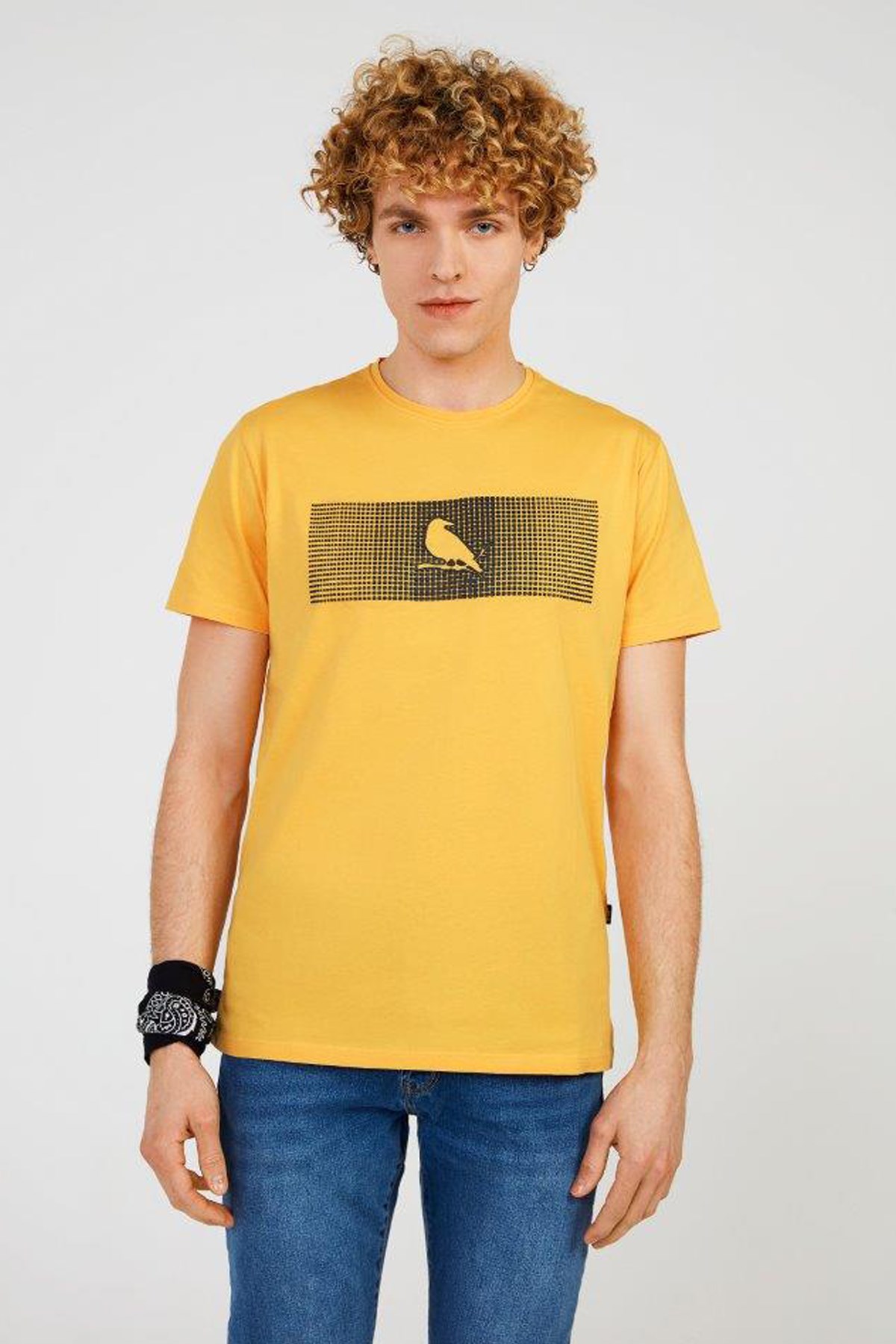 The Crow Enjoy Erkek Tişört TC7126 Sarı