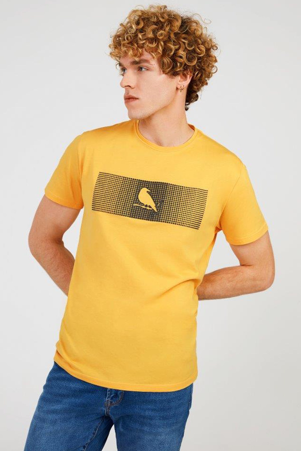 The Crow Enjoy Erkek Tişört TC7126 Sarı