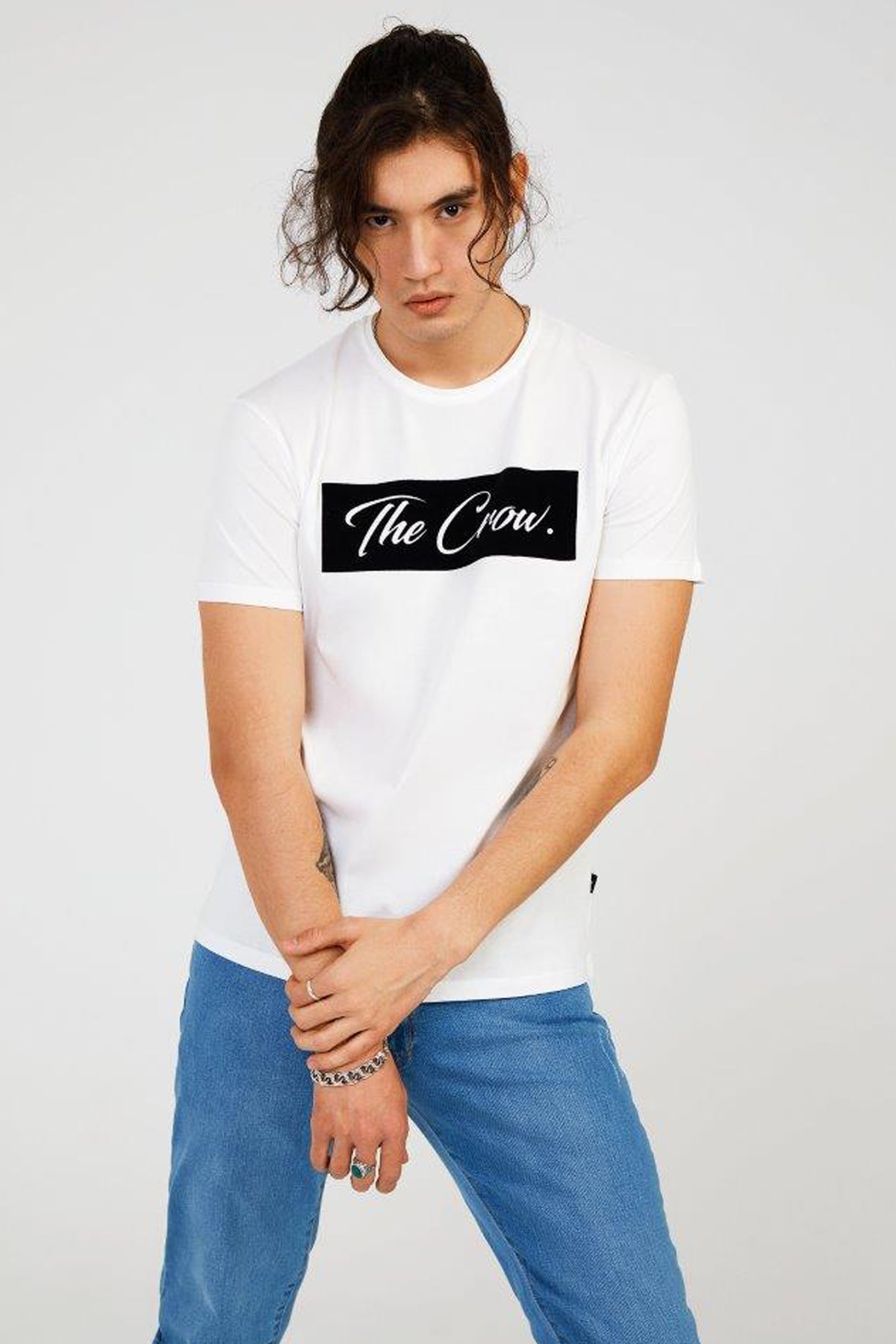 The Crow Duck Erkek Tişört TC7128 Beyaz