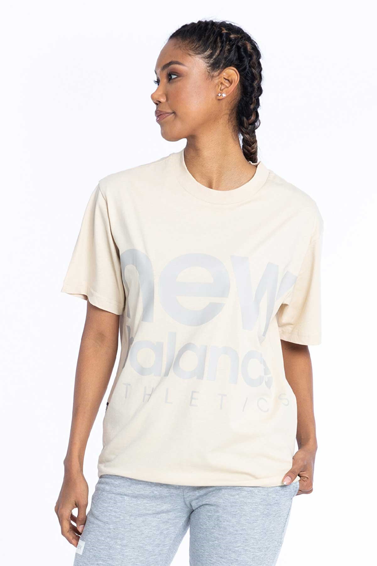 New Balance Lifestyle unisex Tişört UNT1346-MOP Bej