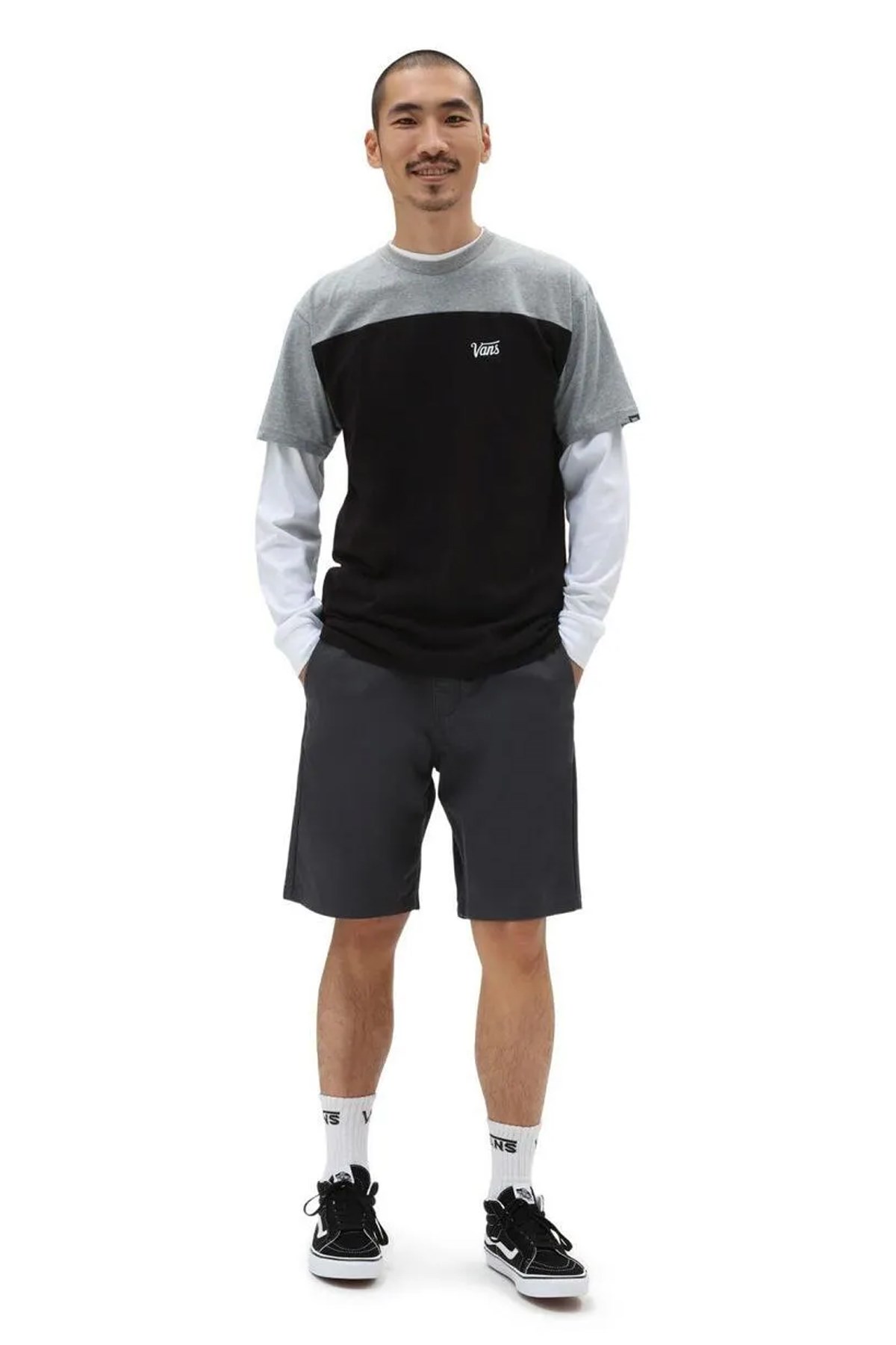 Vans Script Crew Block S/S-B Erkek Tişört VN0007G56XT1 Siyah