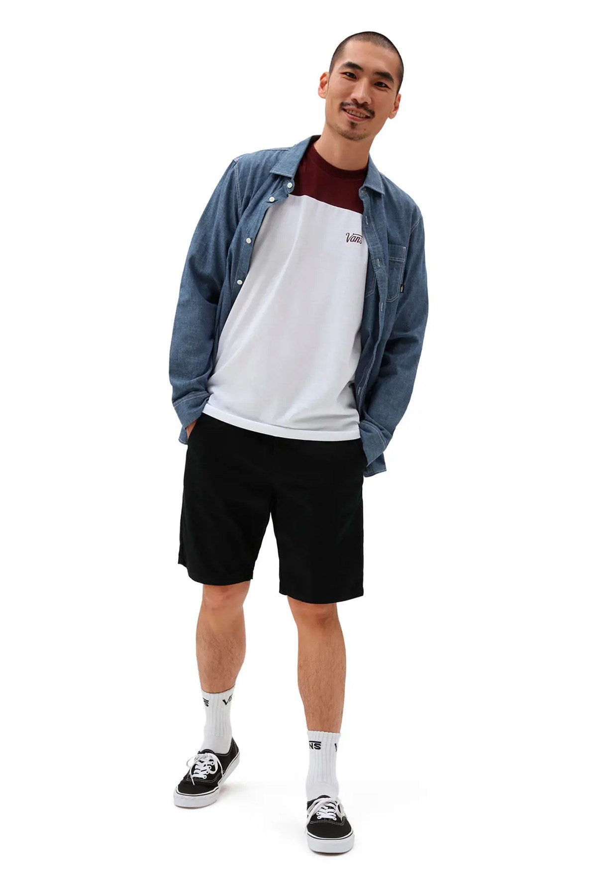 Vans Script Crew Block S/S-B Erkek Tişört VN0007G5KJN1 Beyaz