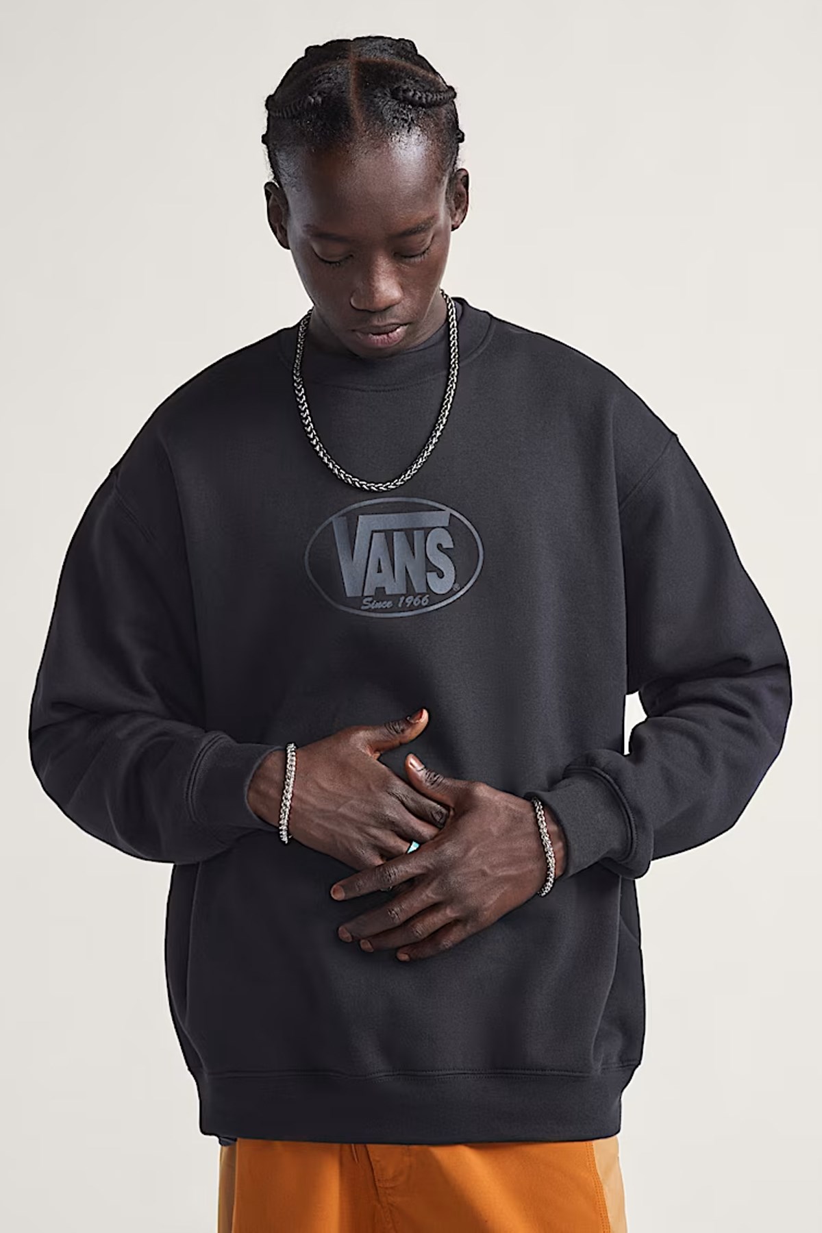 Vans Classic Oval Crew Erkek Sweatshirt Siyah