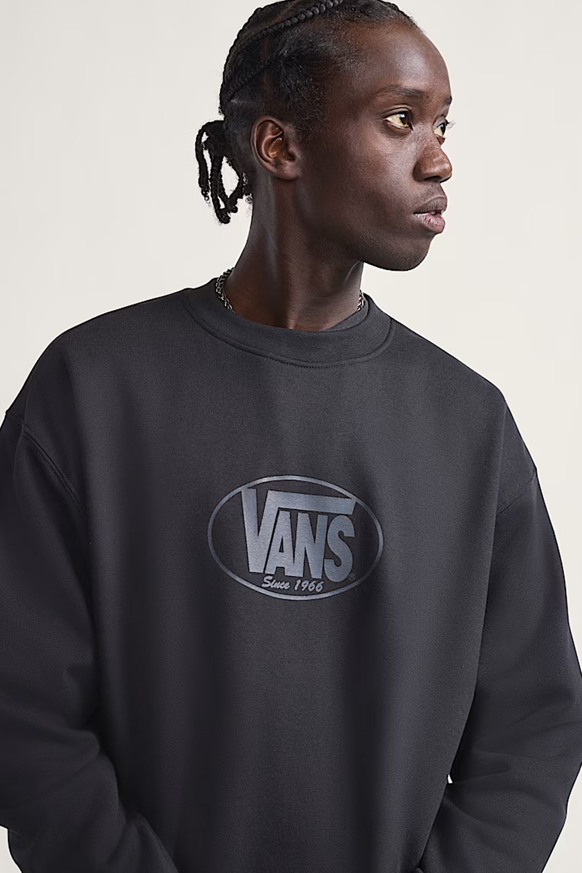 Vans Classic Oval Crew Erkek Sweatshirt Siyah