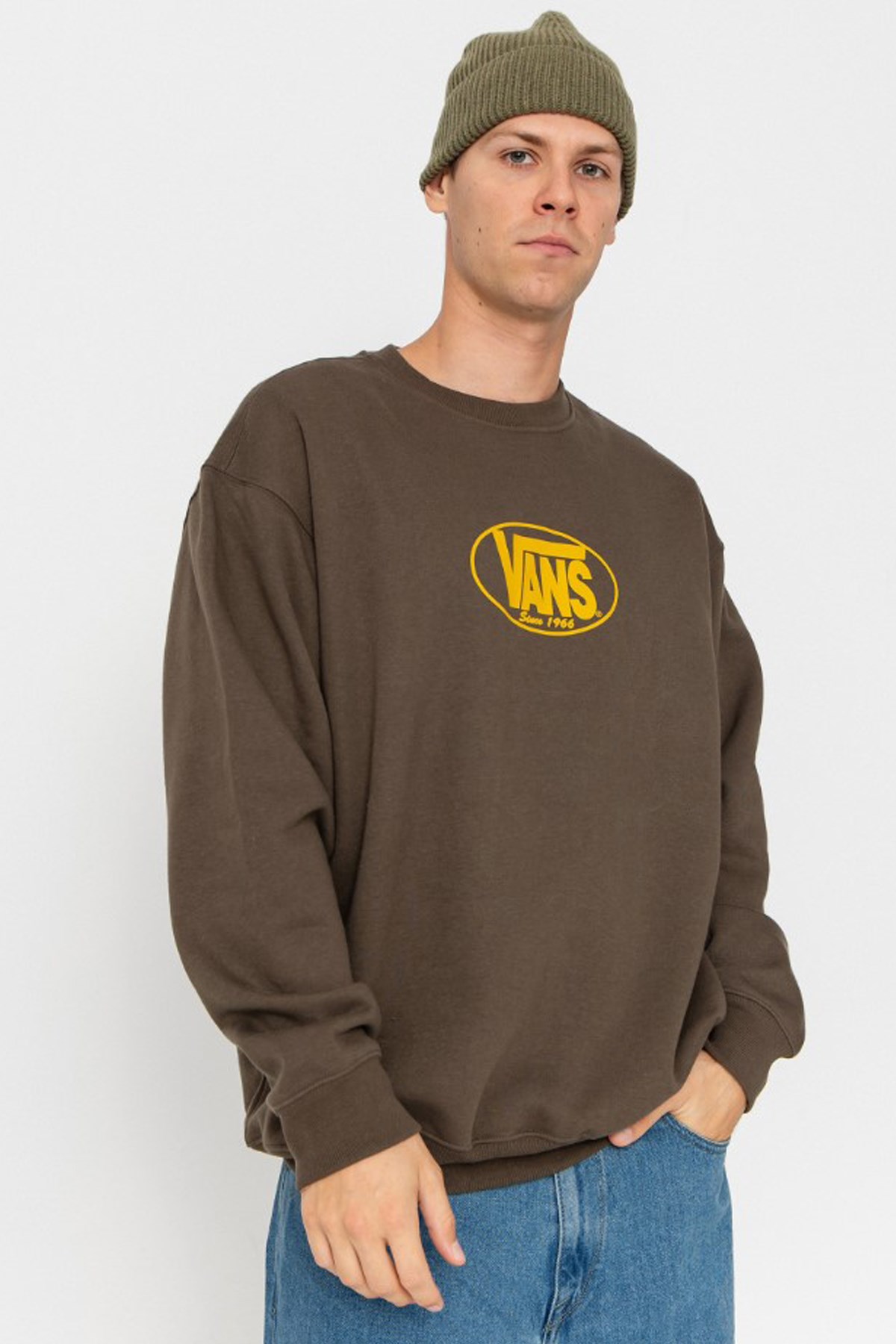 Vans Classic Oval Crew Erkek Sweatshirt Kahverengi