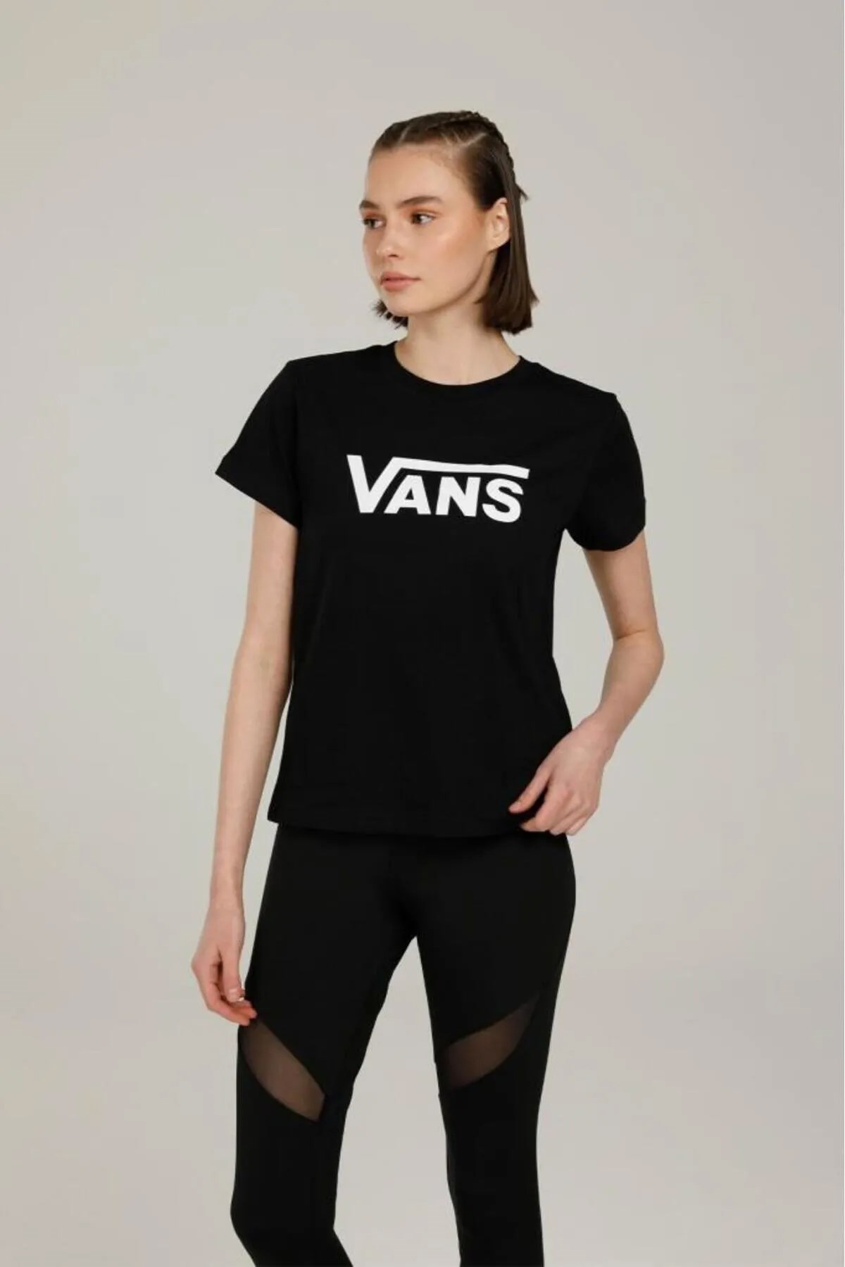 Vans Wm Drop V Ss Crew-B Kadın Tişört VN0A5HNMBLK1 Siyah