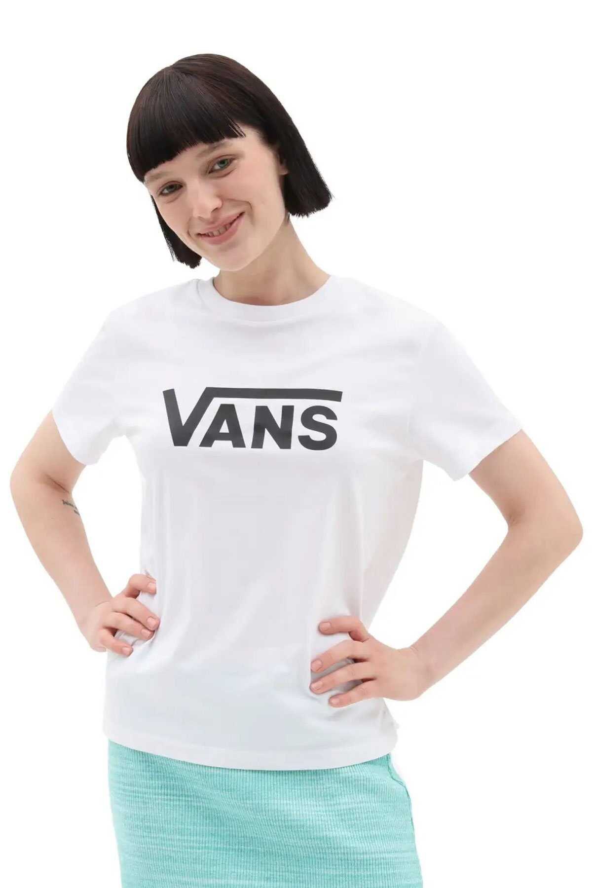 Vans Wm Drop V Ss Crew-B Kadın Tişört VN0A5HNMYB21 Beyaz