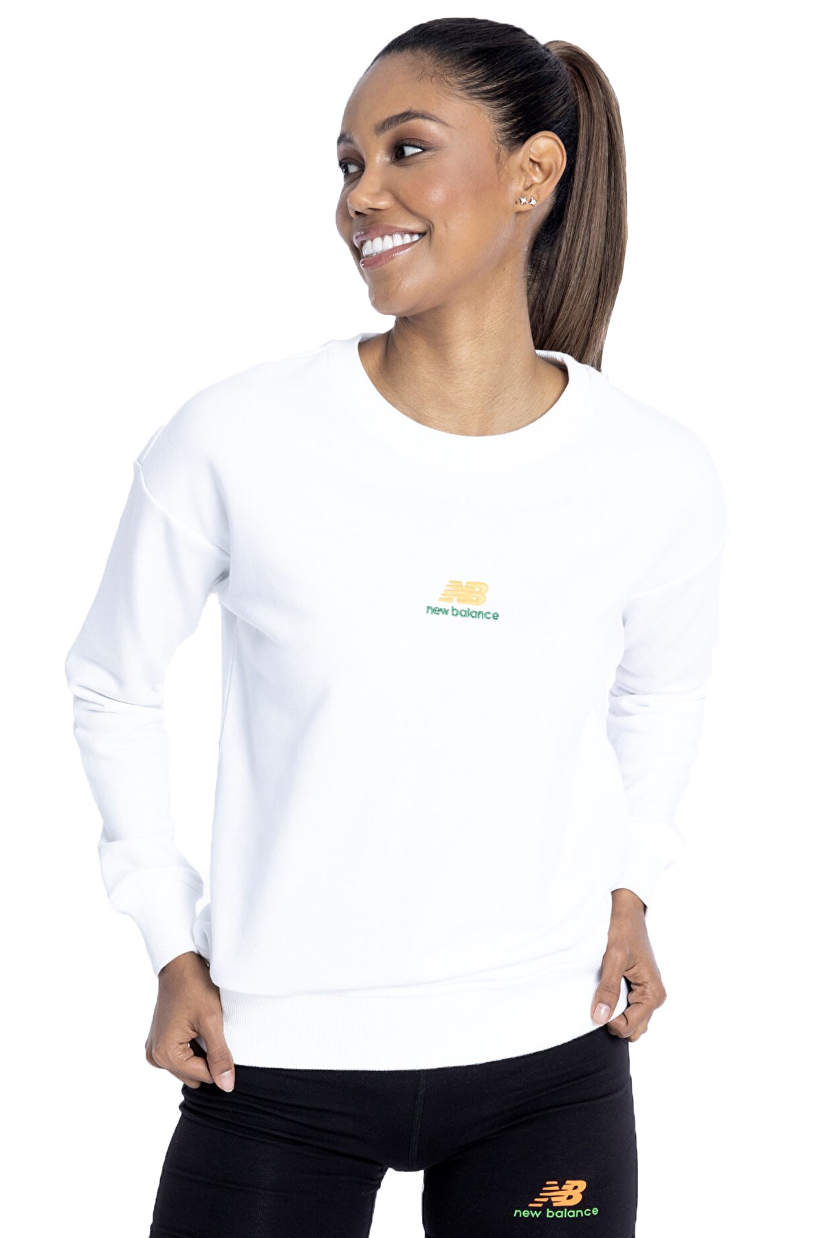 New Balance Lifestyle Kadın Sweatshirt WNH1308-WT Beyaz