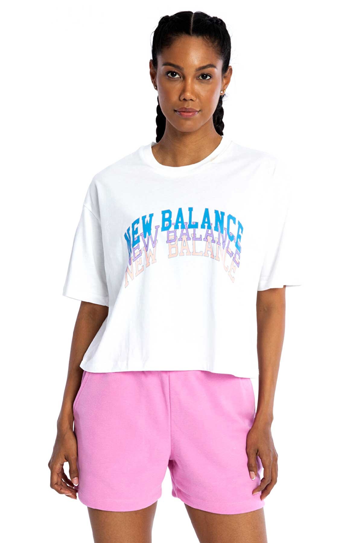 New Balance Lifestyle Kadın Tişört WNT1204-WT Beyaz