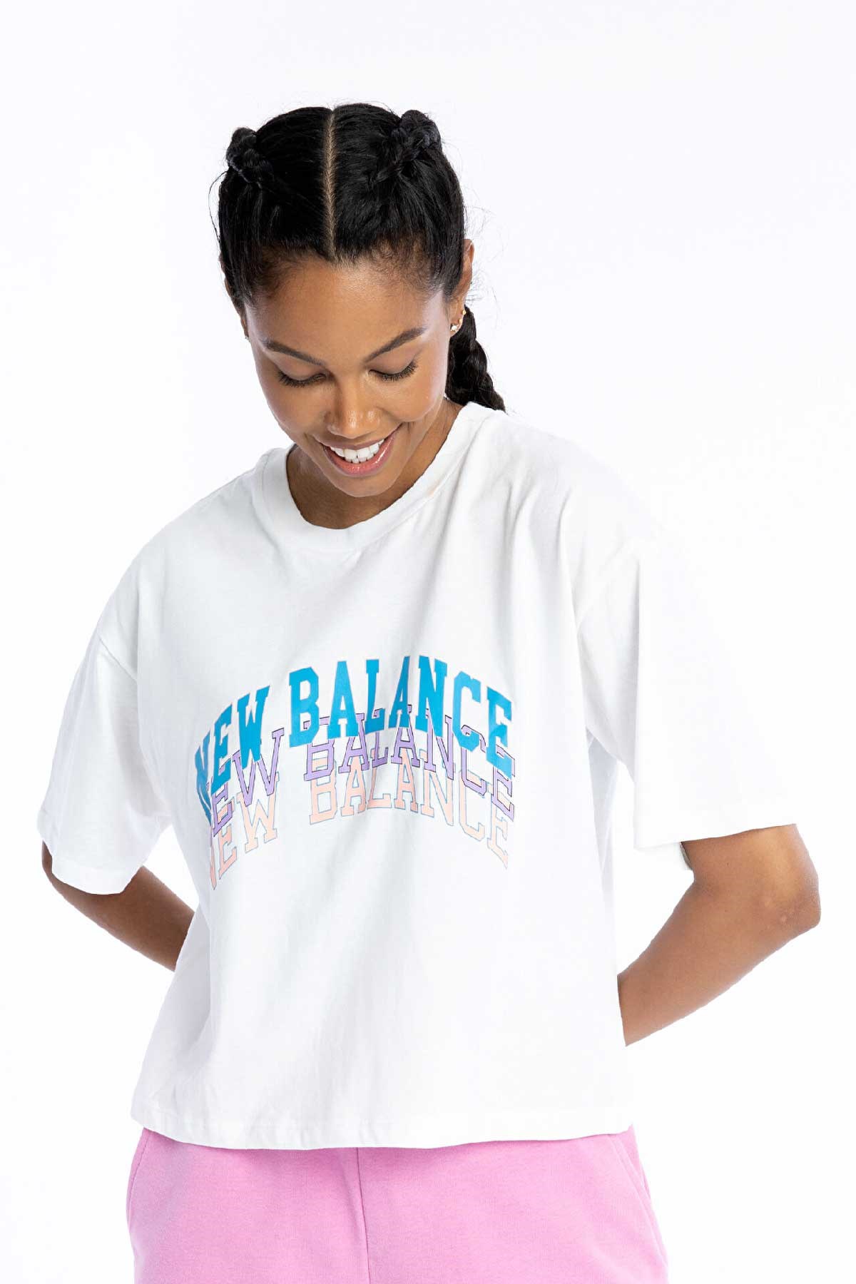 New Balance Lifestyle Kadın Tişört WNT1204-WT Beyaz